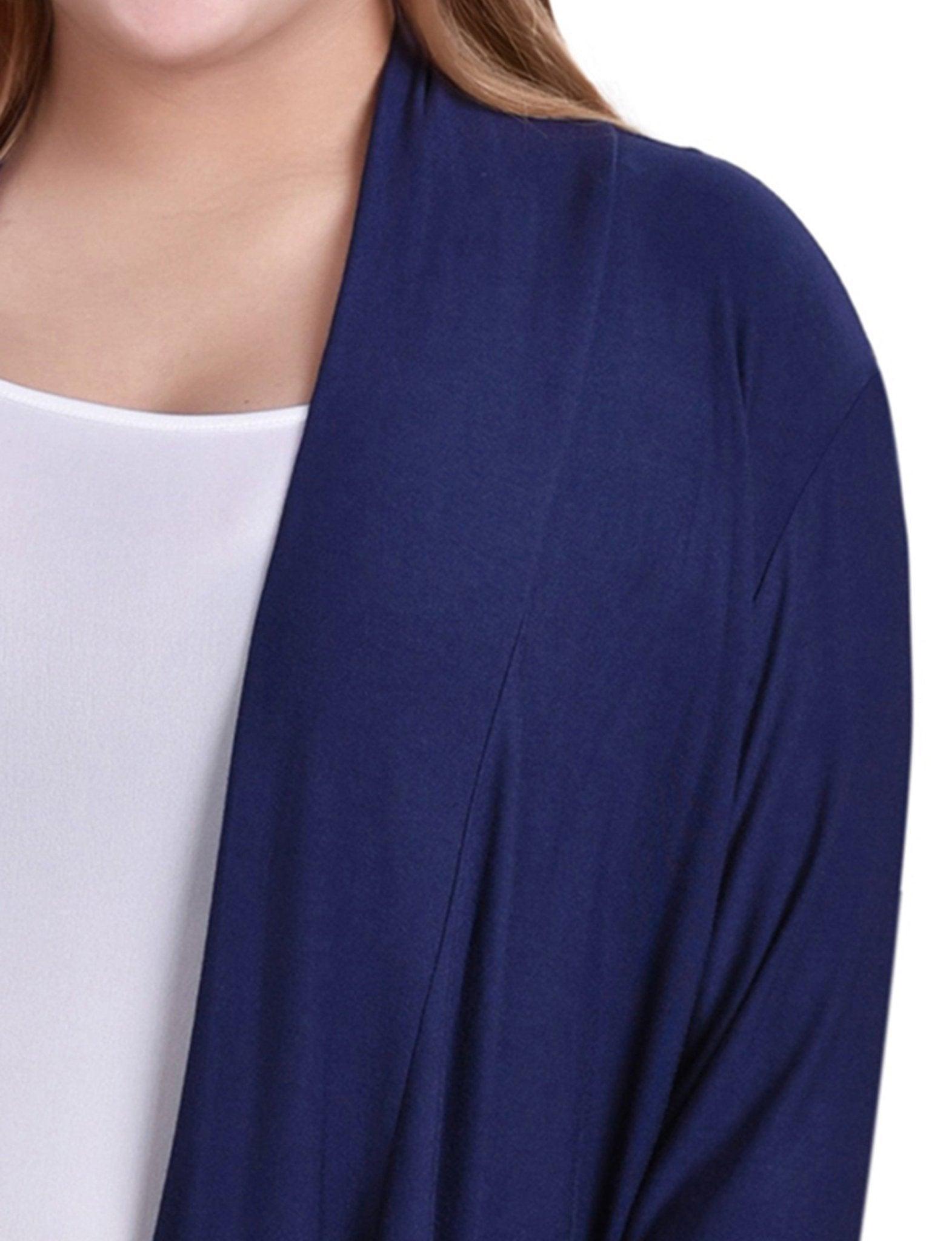 Navy 3/4 Sleeve Solid Cardigan - Plus Product Image