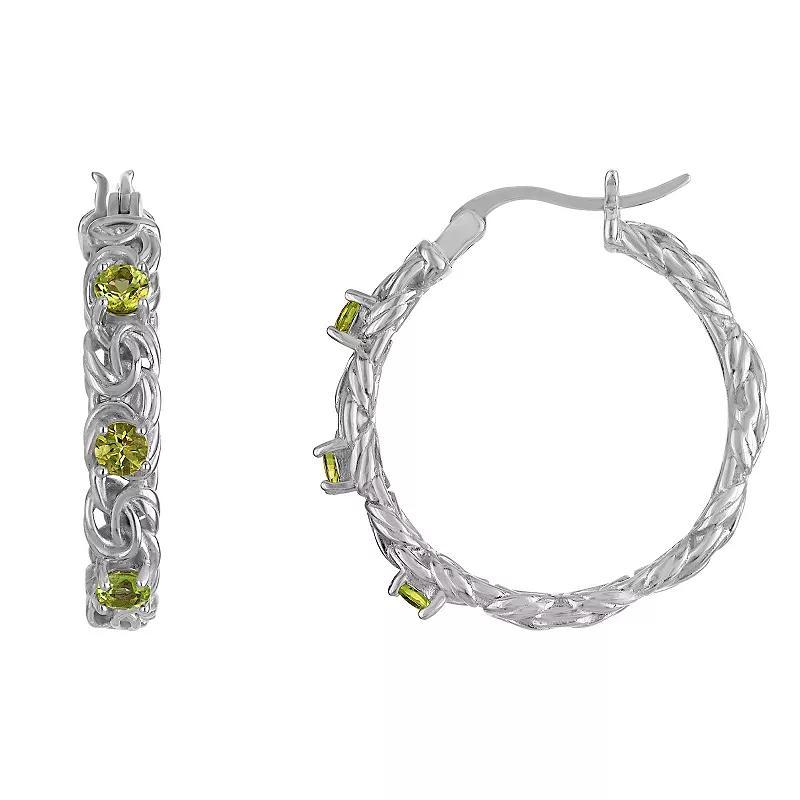 Designs by Gioelli Sterling Silver Gemstone Byzantine Hoop Earrings, Womens, Cr Red Product Image