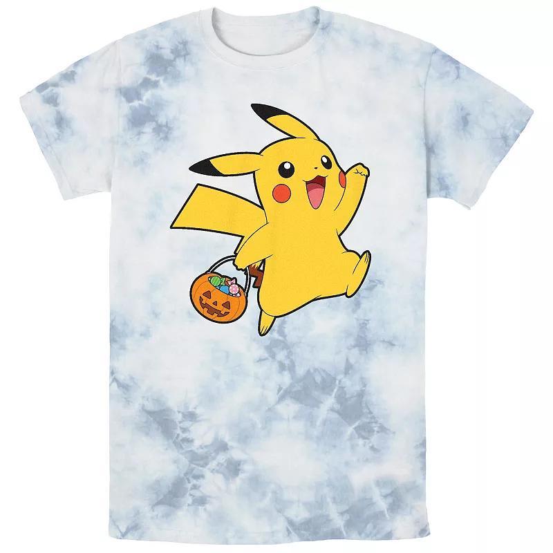Men's Pokemon Happy Pikachu Trick Or Treat Bombard Wash Graphic Tee, Size: Large, Black Grey Product Image