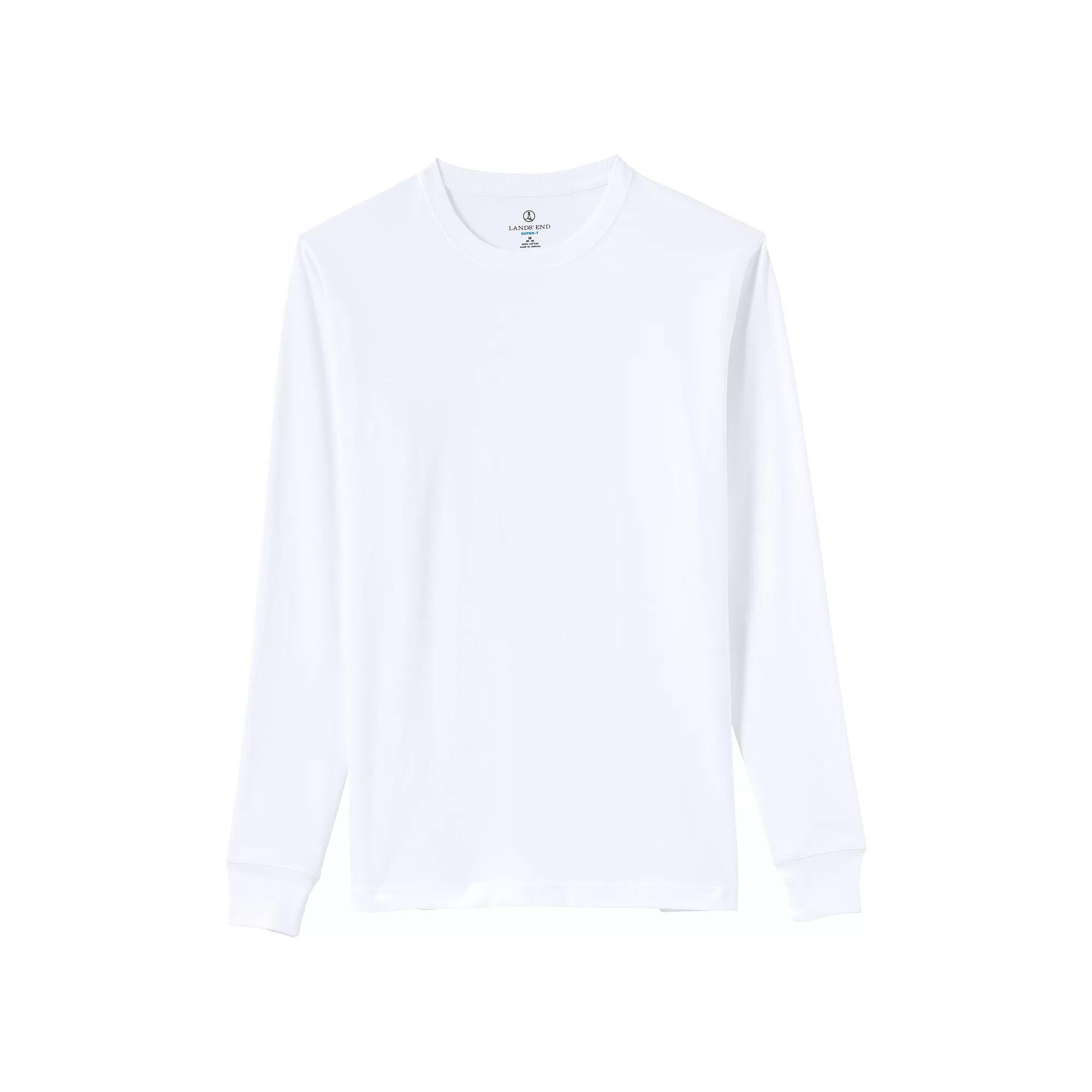 Men's Land's End Super-T Long Sleeve T-Shirt, Size: XL, White Product Image