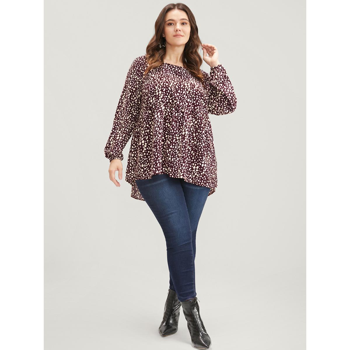 Plus Size Scarlet Leopard Print High Low Hem Round Neck Blouse Women Elegant Sleeveless Round Neck Dailywear Blouses BloomChic 26/4X Product Image