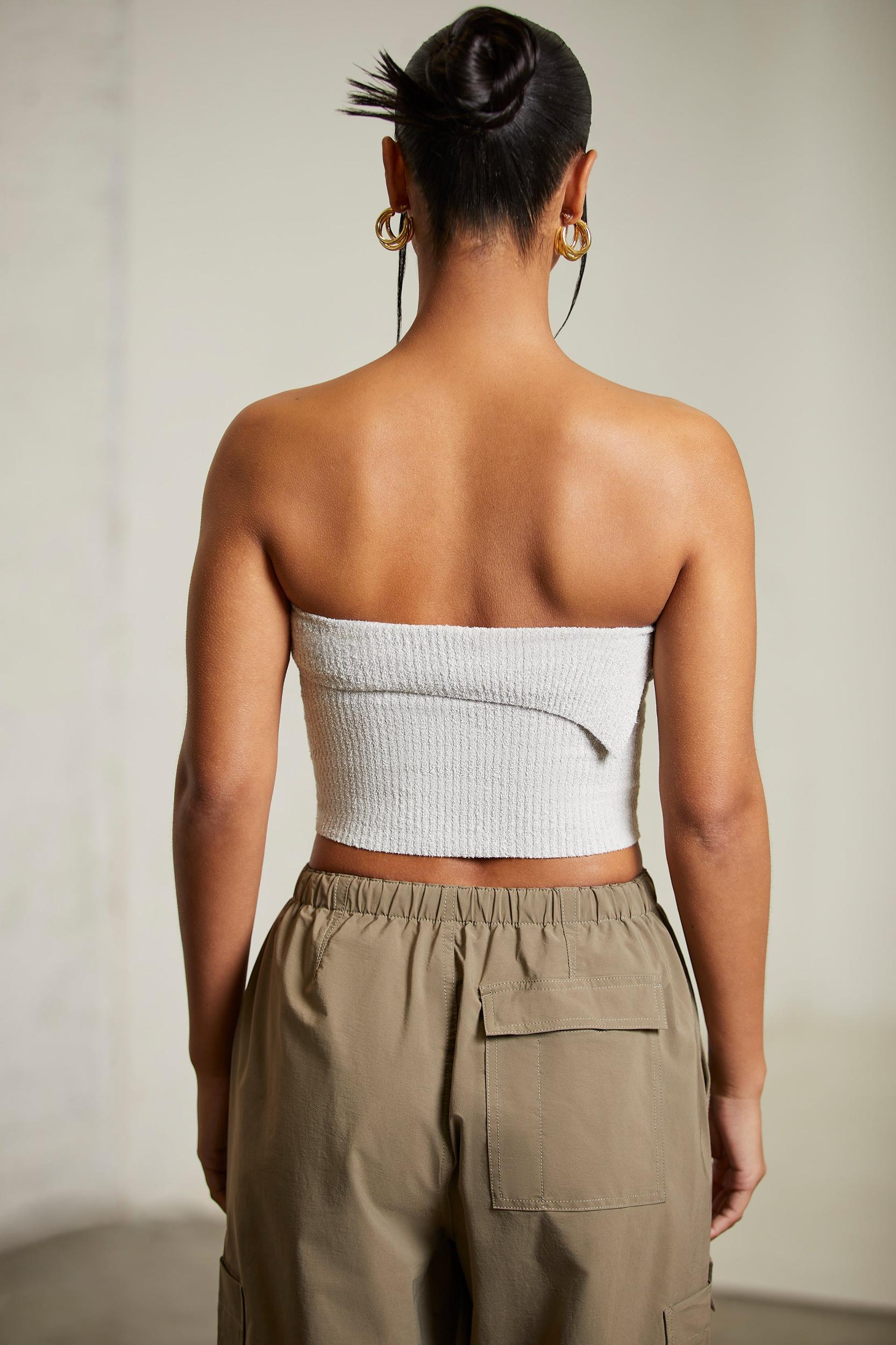 Overlap Bandeau Crop Top in Grey Product Image