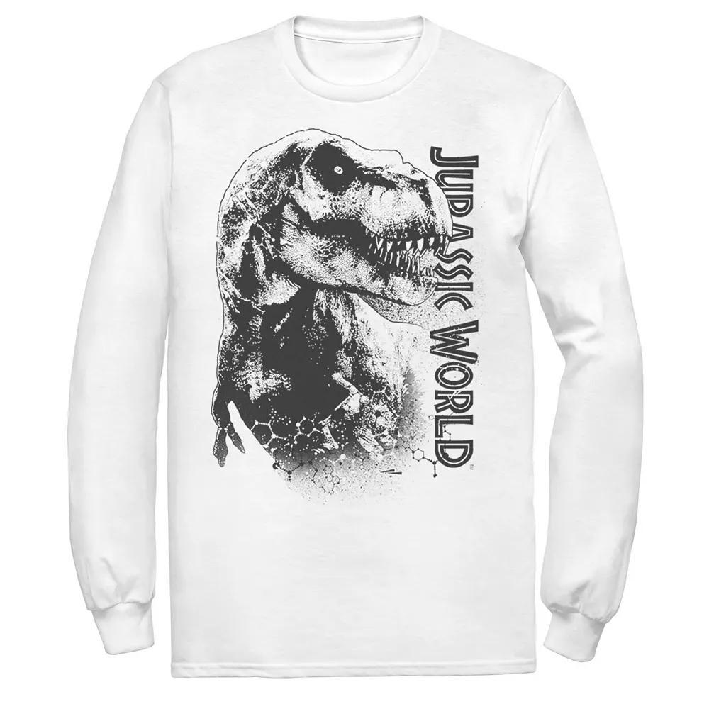 Men's Jurassic World T-Rex Close-Up Portrait Long Sleeve Graphic Tee, Size: 3XL, Athletic Grey Product Image