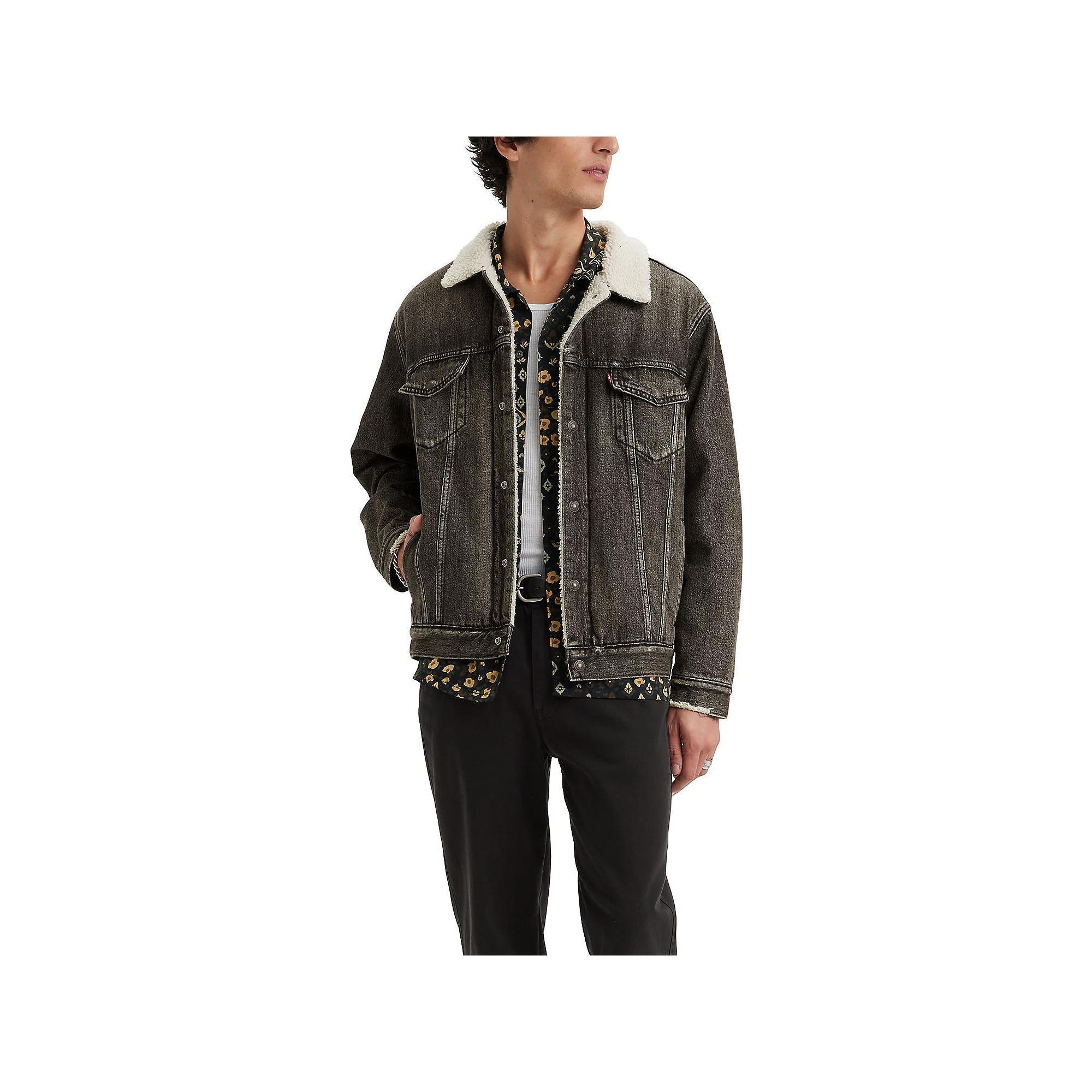 Men's Levi's® Relaxed Fit Sherpa Trucker Jacket, Size: Large, Salt Blue Product Image