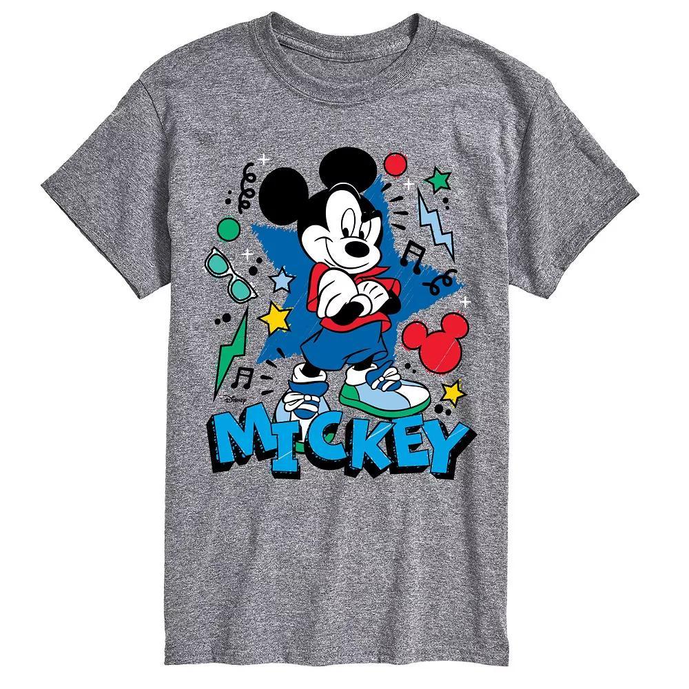 Disneys Mickey Mouse Mens Retro Sketch Graphic Tee Grey Gray Product Image