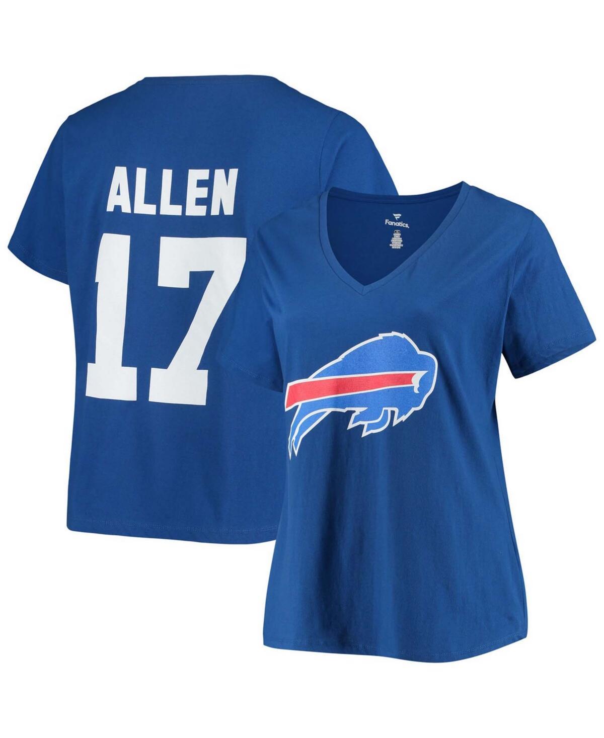 Women's Fanatics Branded Josh Allen Royal Buffalo Bills Plus Size Name & Number V-Neck T-Shirt, Size: 1XL, Blue Product Image