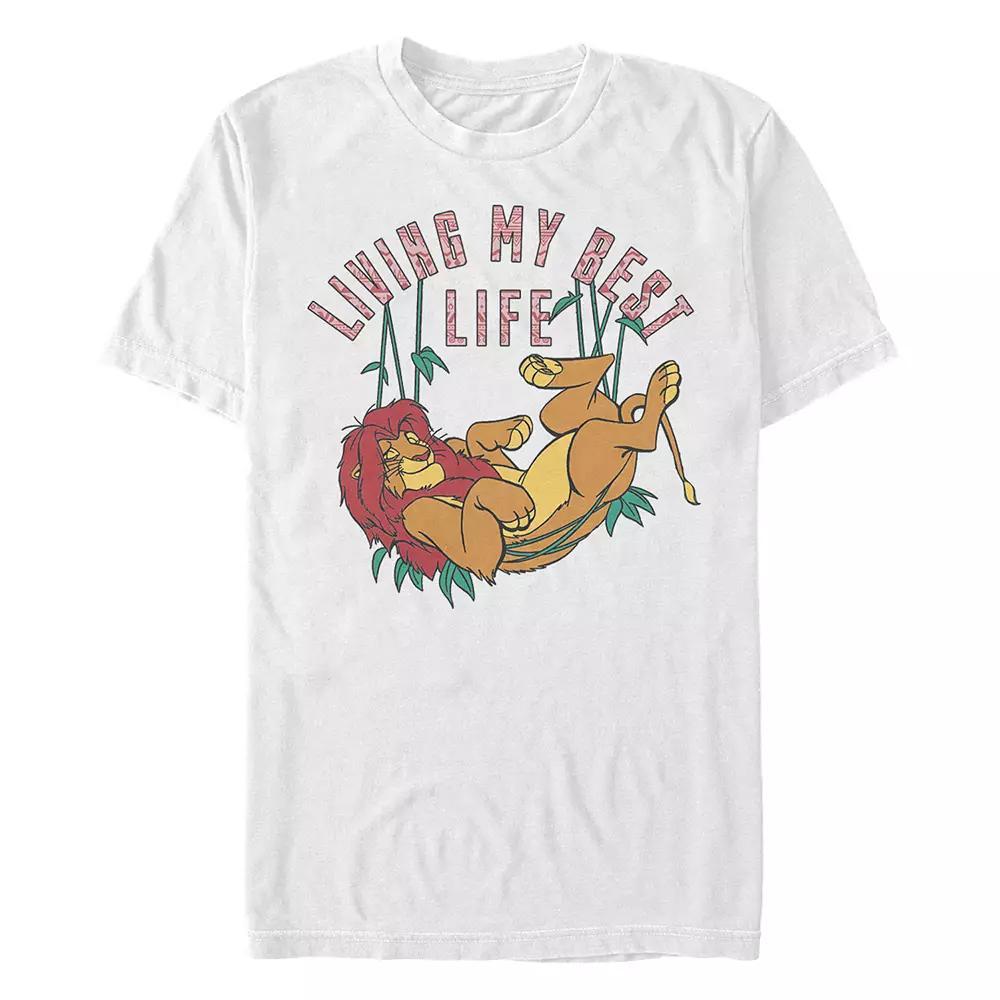 Disney's The Lion King Simba Living My Best Life Men's Graphic Tee, Size: Medium, White Product Image