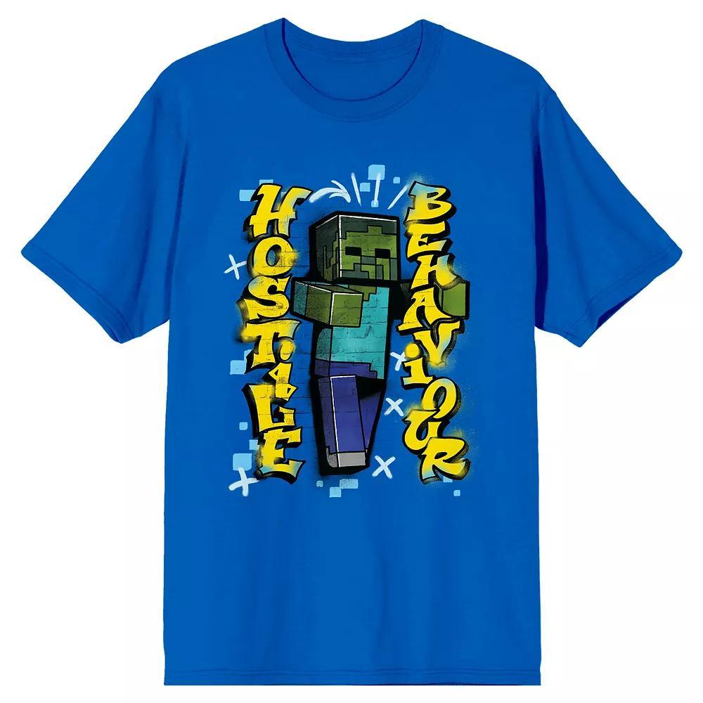 Men's Minecraft Cursed Zombie Short Sleeve Graphic Tee, Size: Large, Blue Product Image