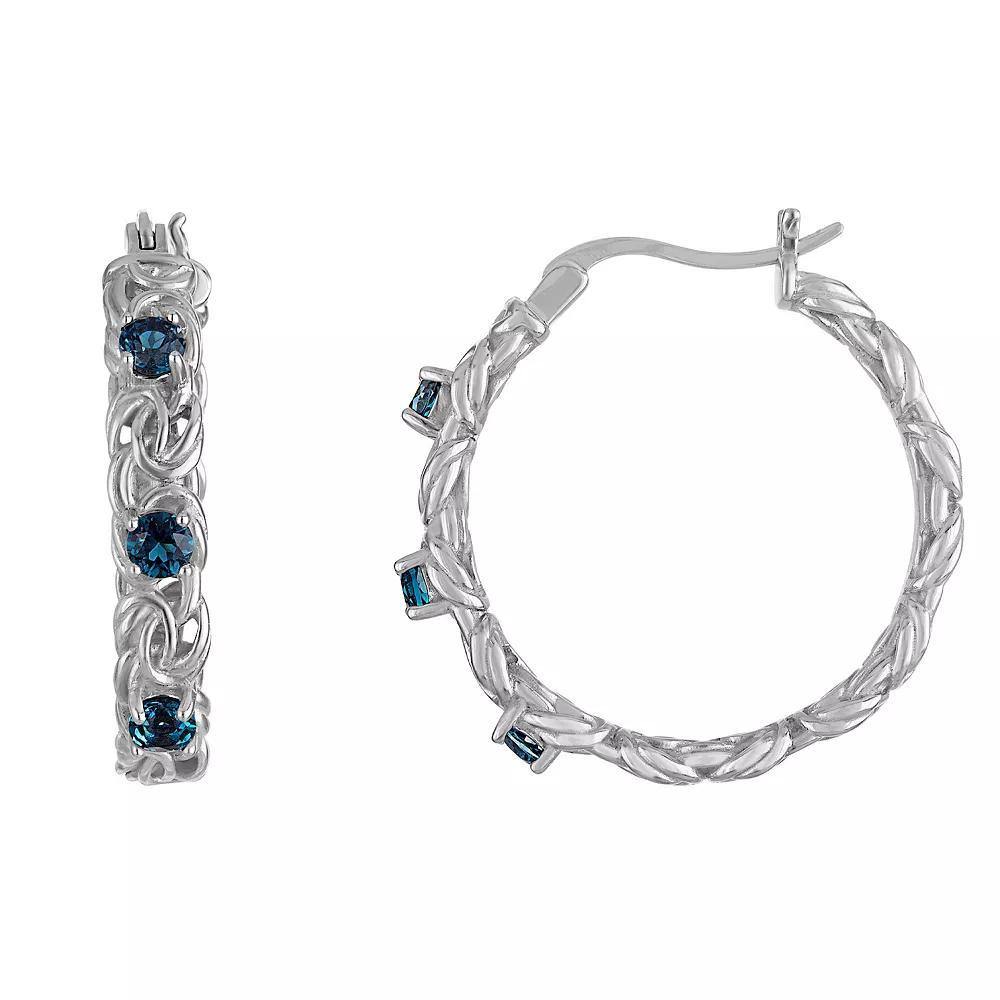 Designs by Gioelli Sterling Silver Gemstone Byzantine Hoop Earrings, Womens, Cr Red Product Image