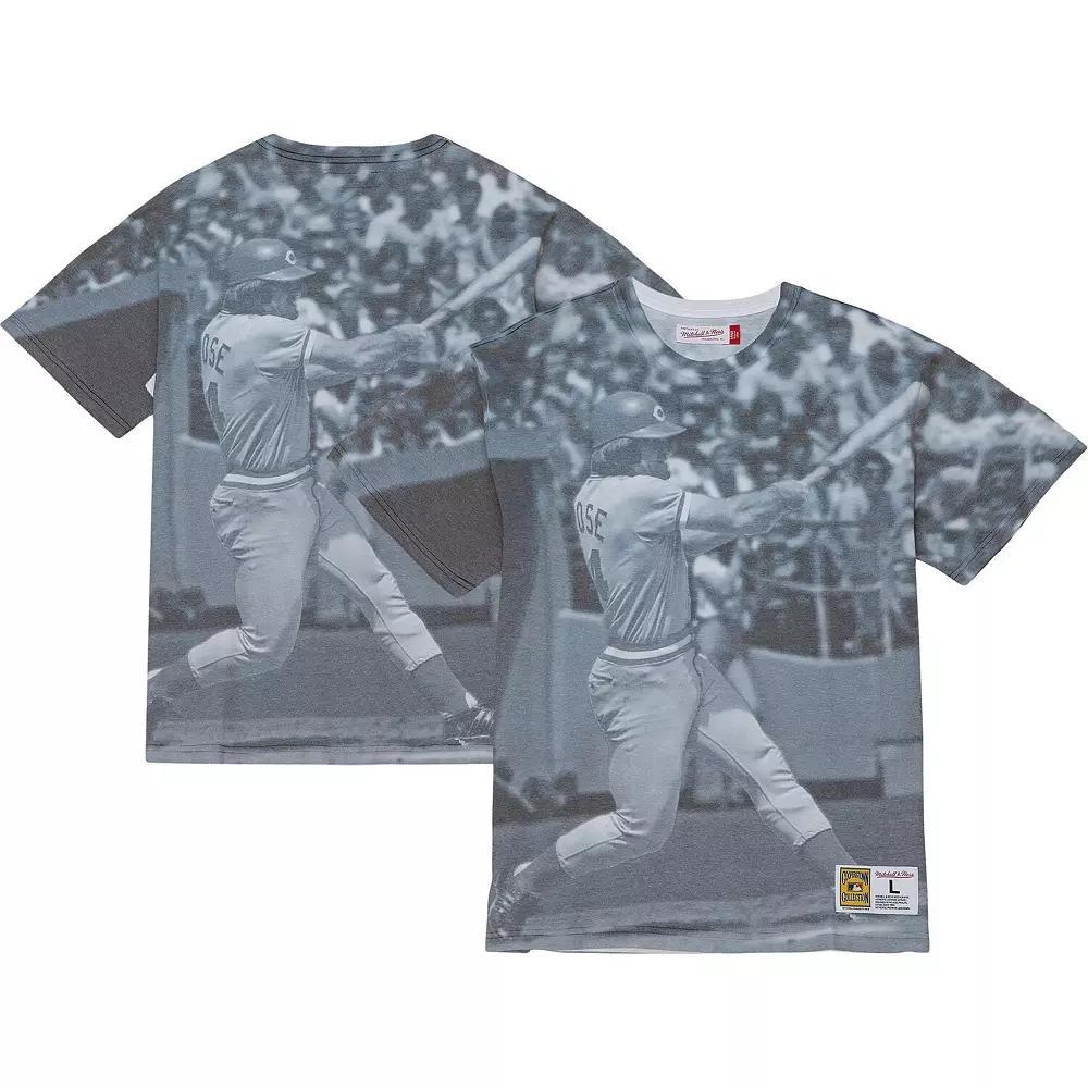 Men's Mitchell & Ness Pete Rose Cincinnati Reds Cooperstown Collection Highlight Sublimated Player Graphic T-Shirt, Size: Medium, Red White Product Image