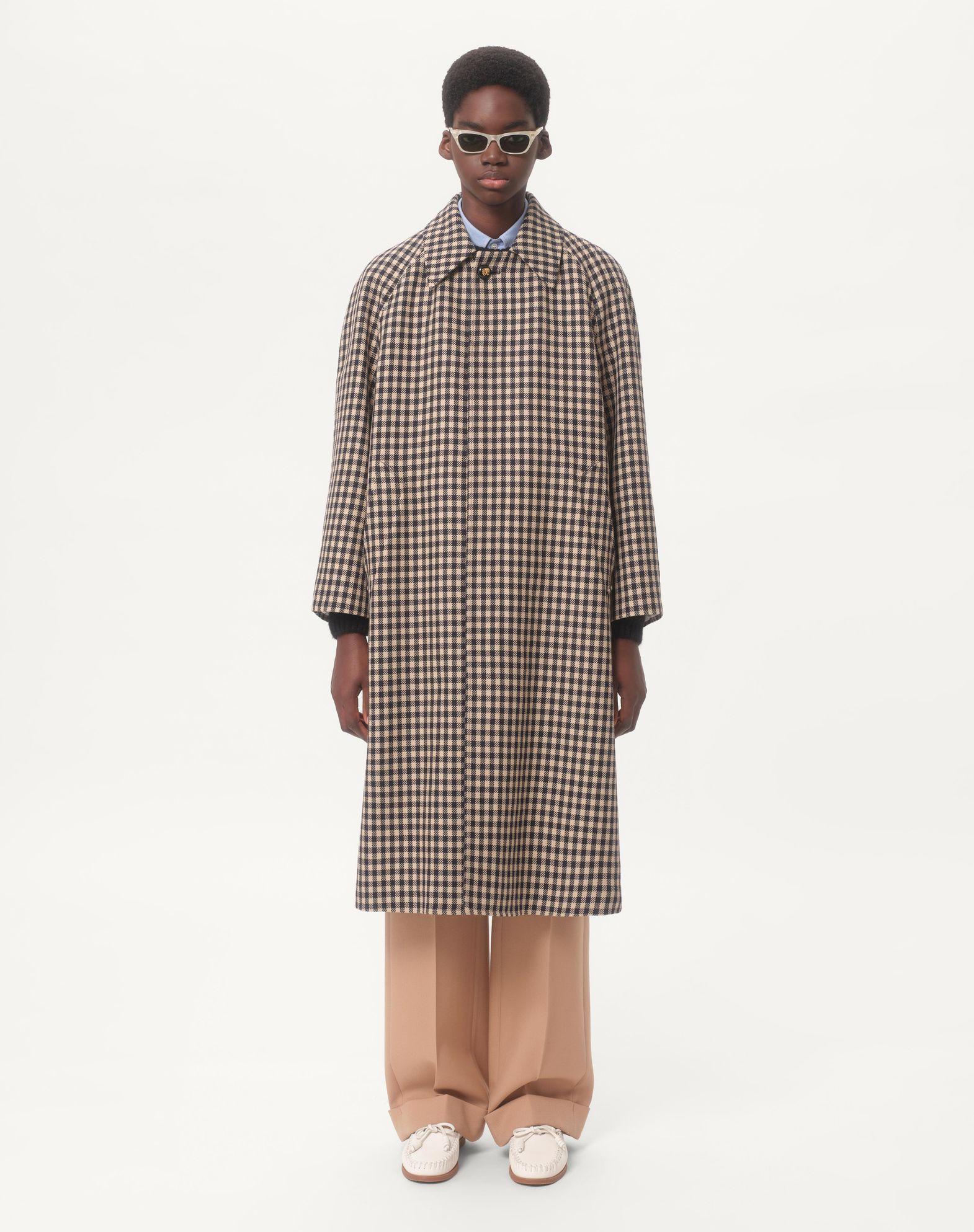 Single-Breasted Cotton And Wool Coat With Vichy Pattern Product Image