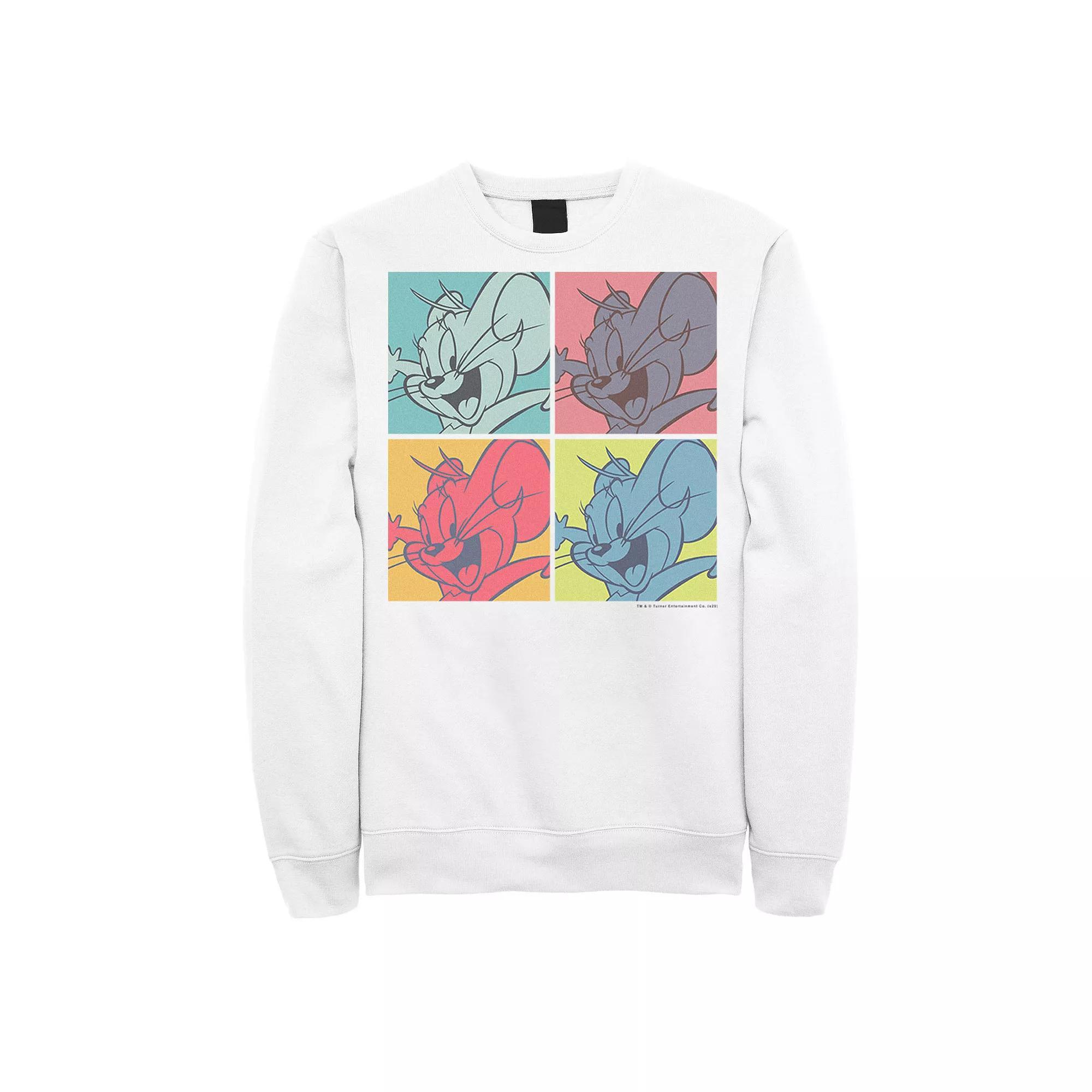Mens Tom And Jerry Pop Art Box Up Sweatshirt, Men's, Size: Medium, White Product Image