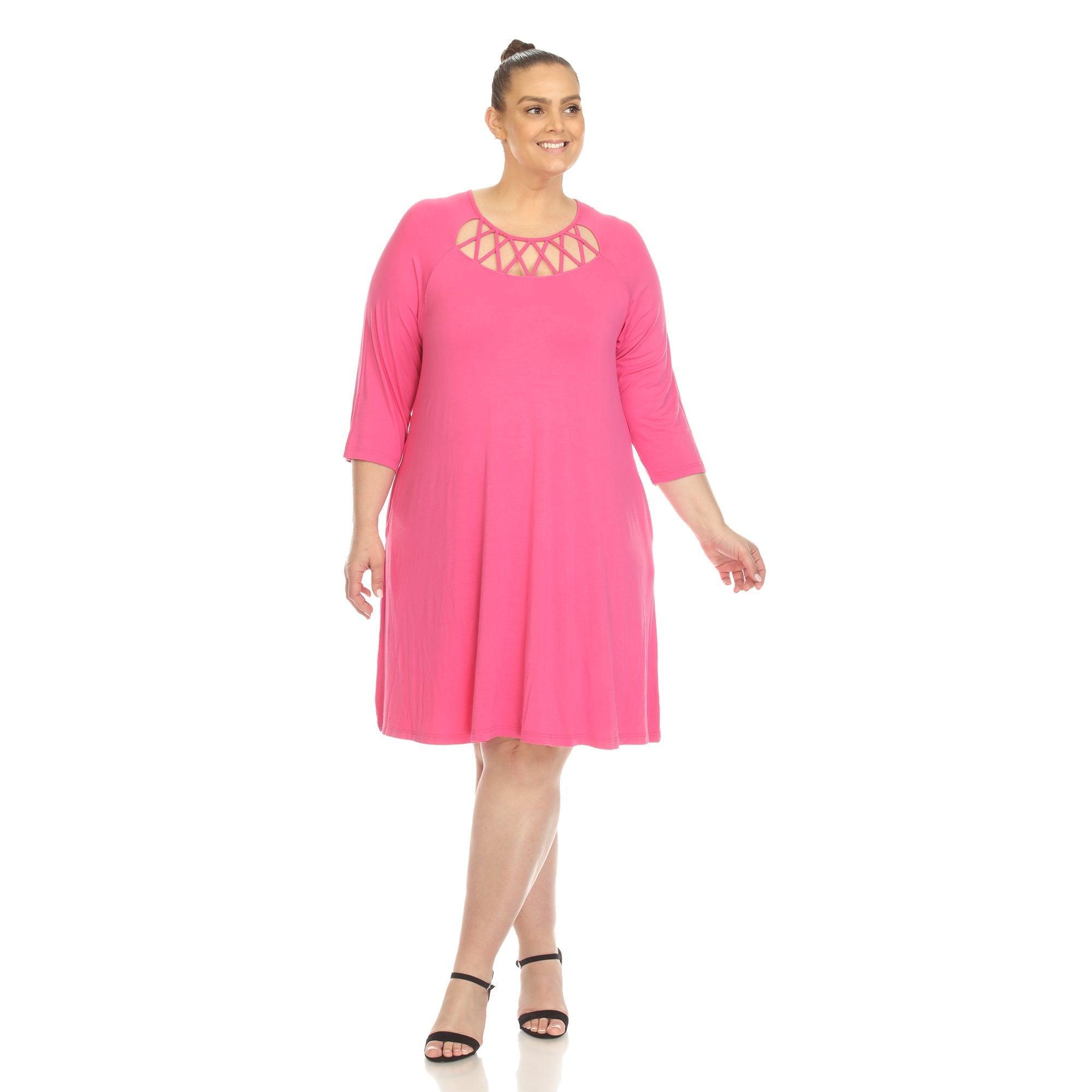 Criss Cross Neckline Swing Midi Dress - Plus Product Image