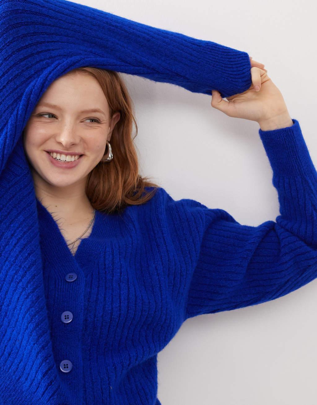 COLLUSION knit cardigan in blue Product Image
