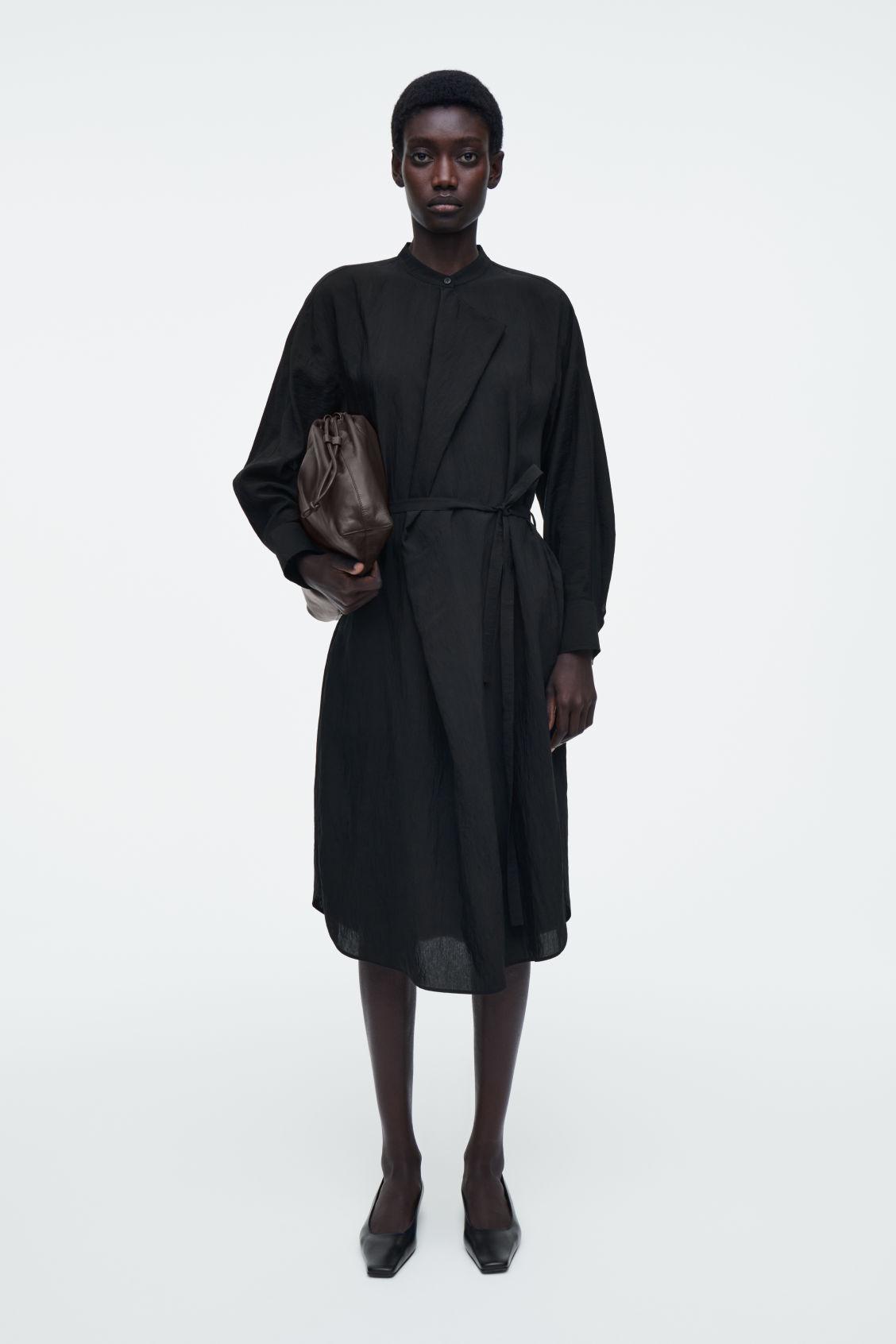 DRAPED BELTED MIDI DRESS Product Image