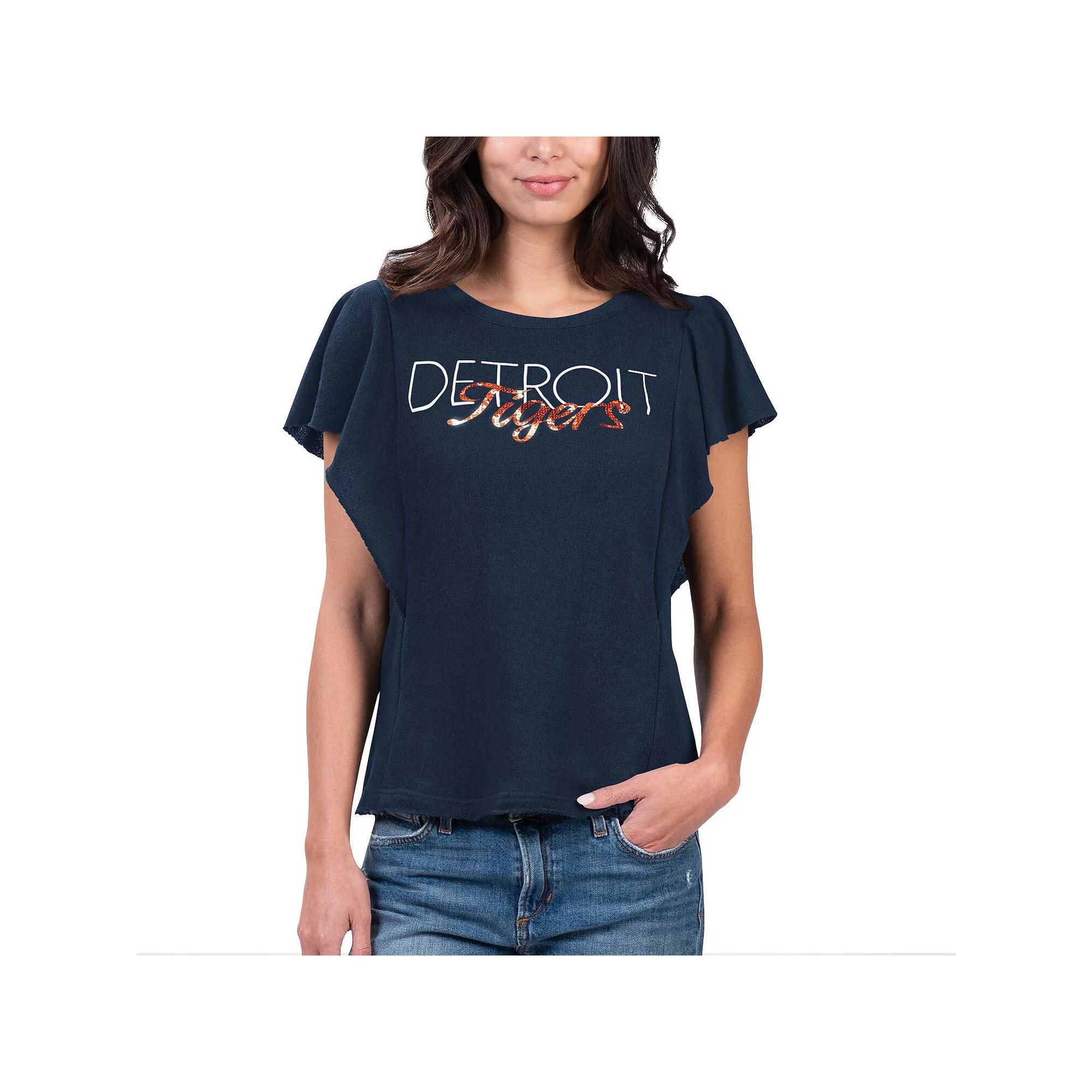 Women's G-III 4Her by Carl Banks Navy Detroit Tigers Crowd Wave T-Shirt, Size: Small, Blue Product Image