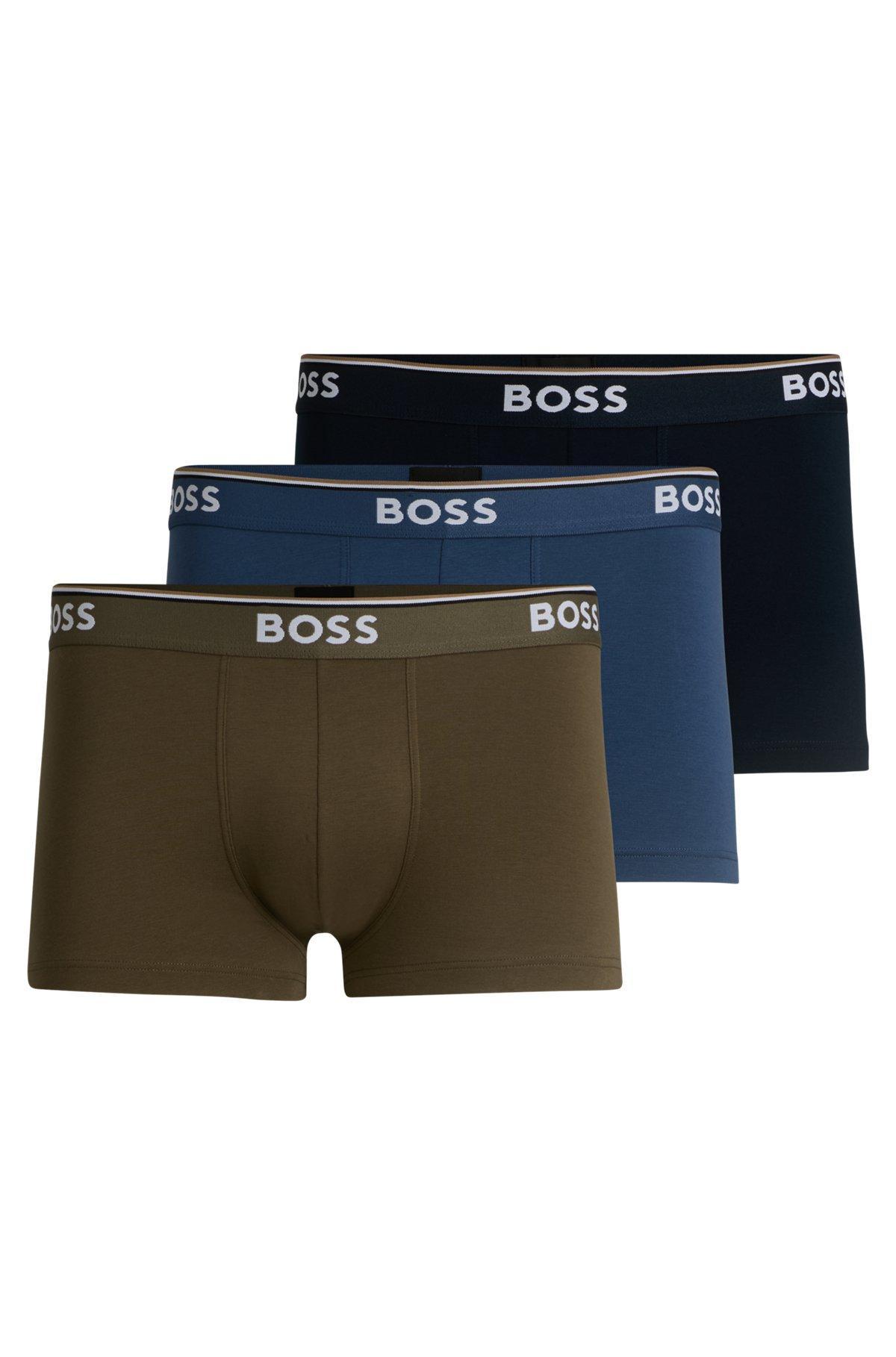 Three-pack of stretch-cotton trunks with logo waistbands Product Image