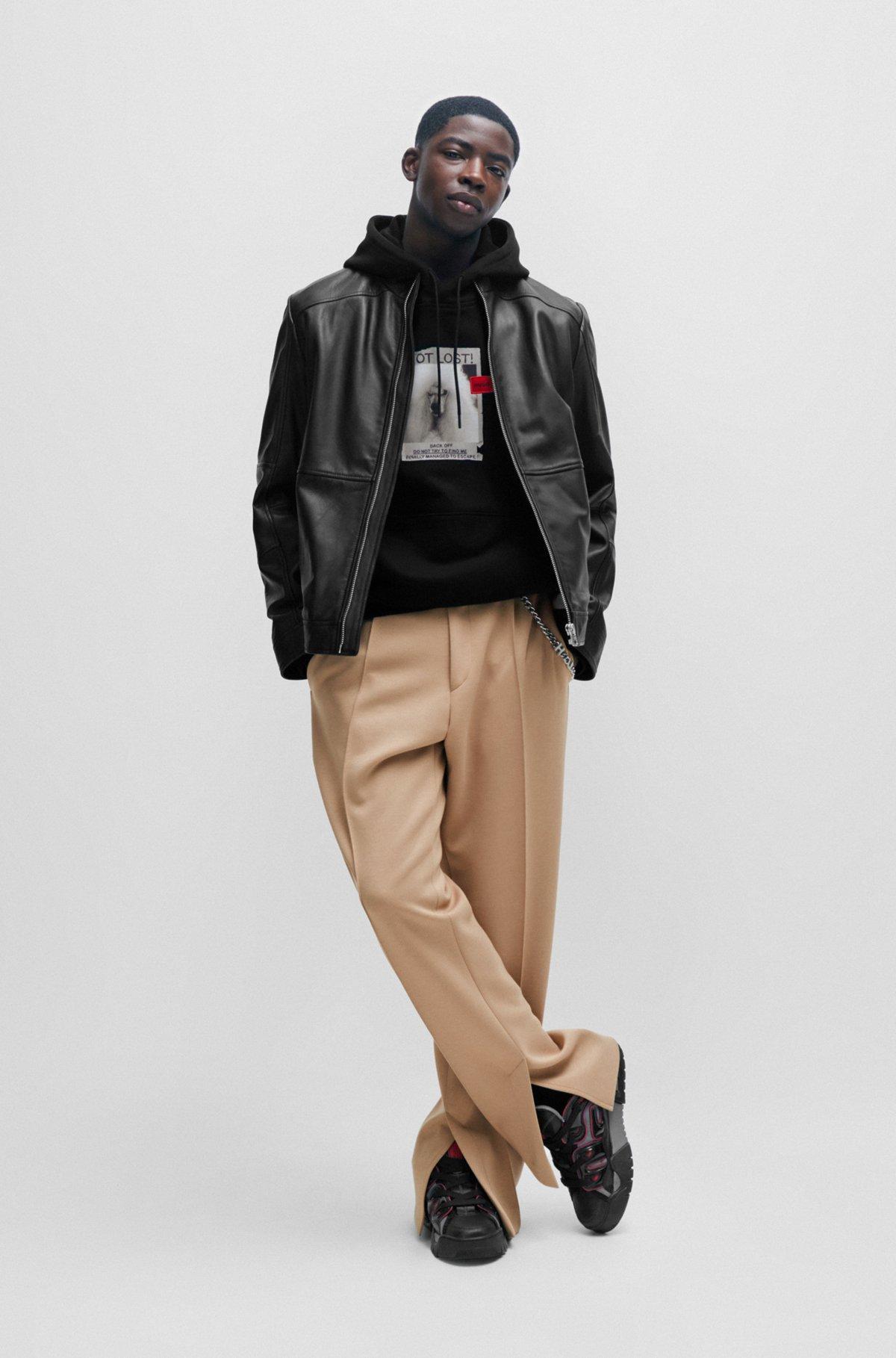Relaxed-fit hoodie in French terry with dog artwork Product Image