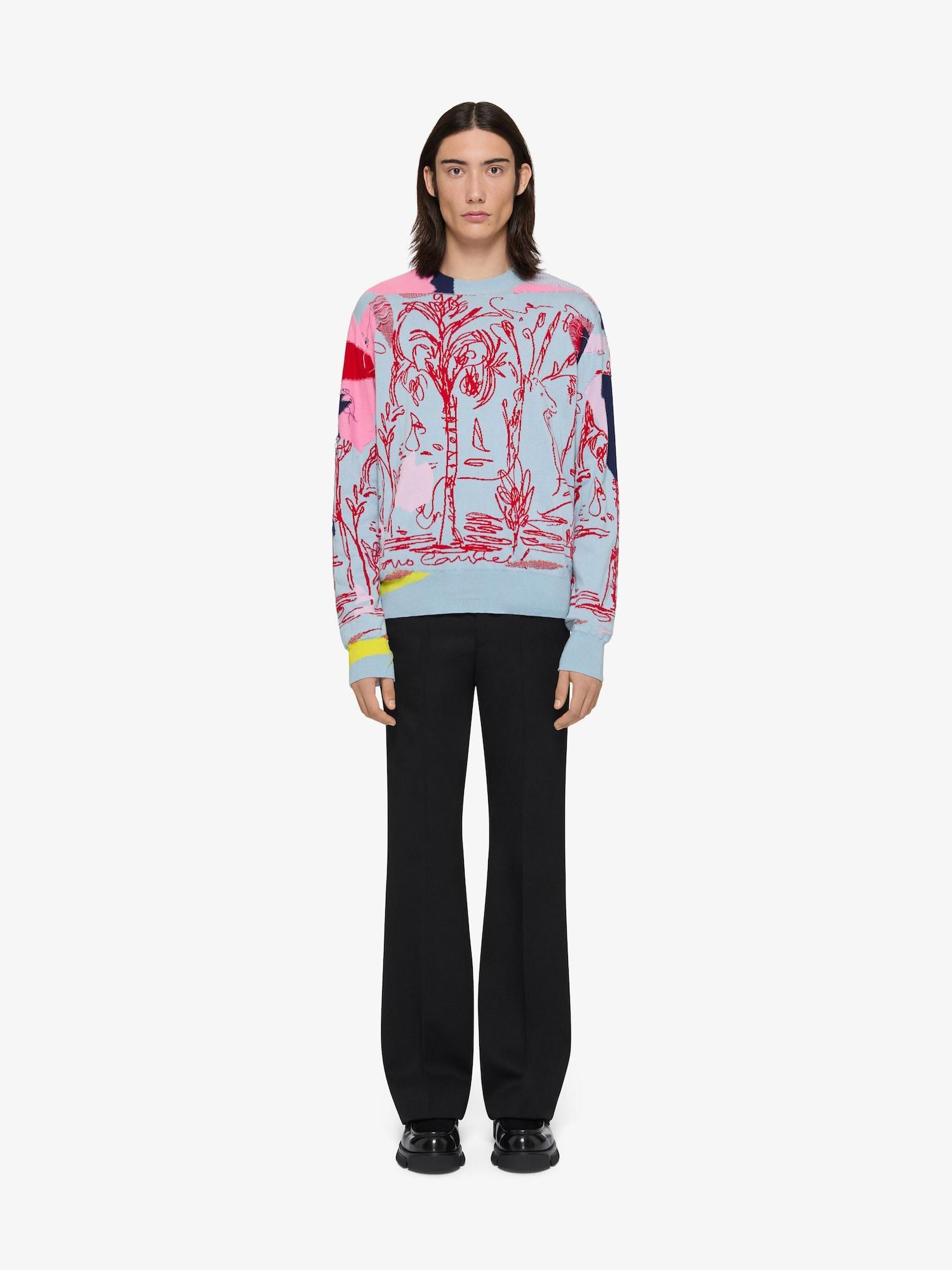Sweater in cotton with multicolor jacquard Product Image