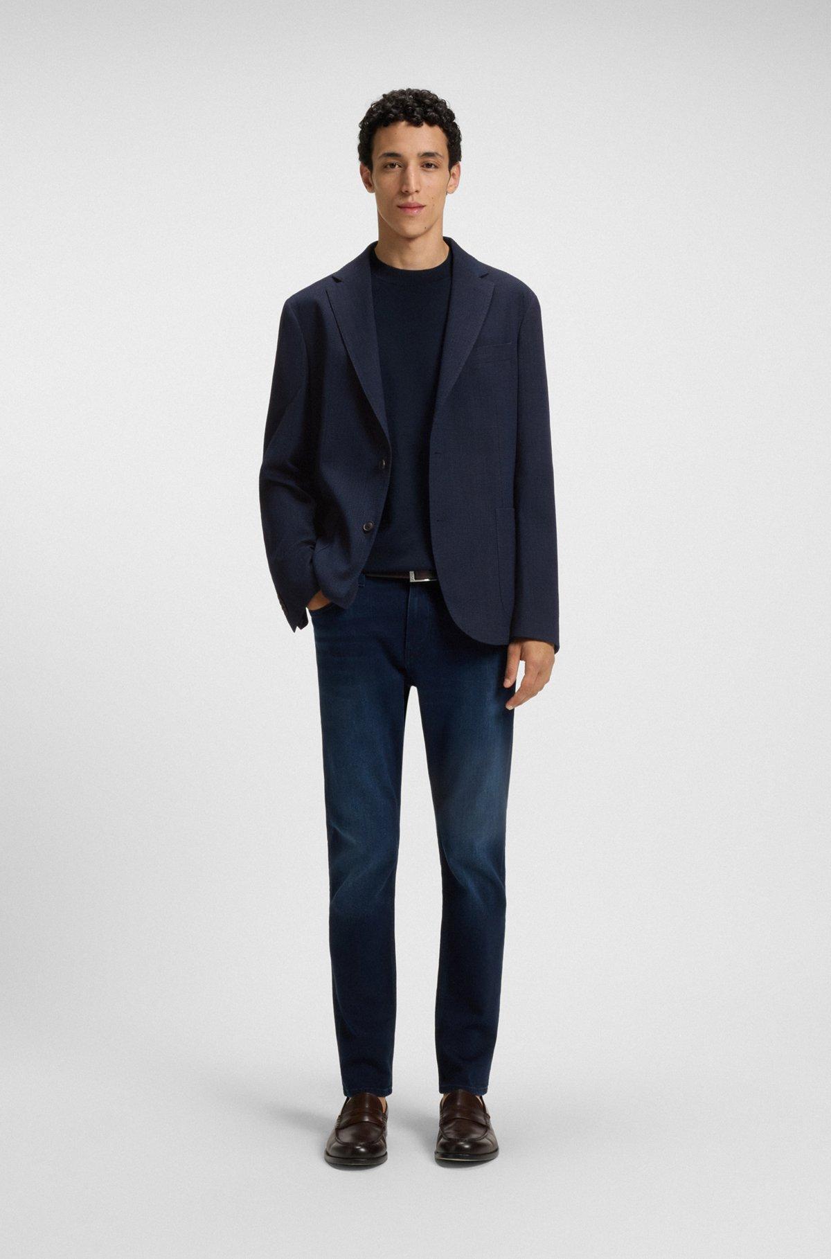Slim-fit blazer in micro-patterned comfort-stretch cloth Product Image