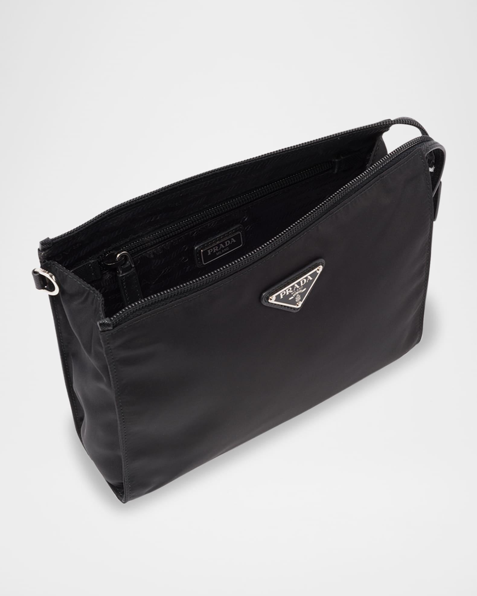 Men's Re-Nylon & Saffiano Leather Pouch with Wrist Strap Product Image