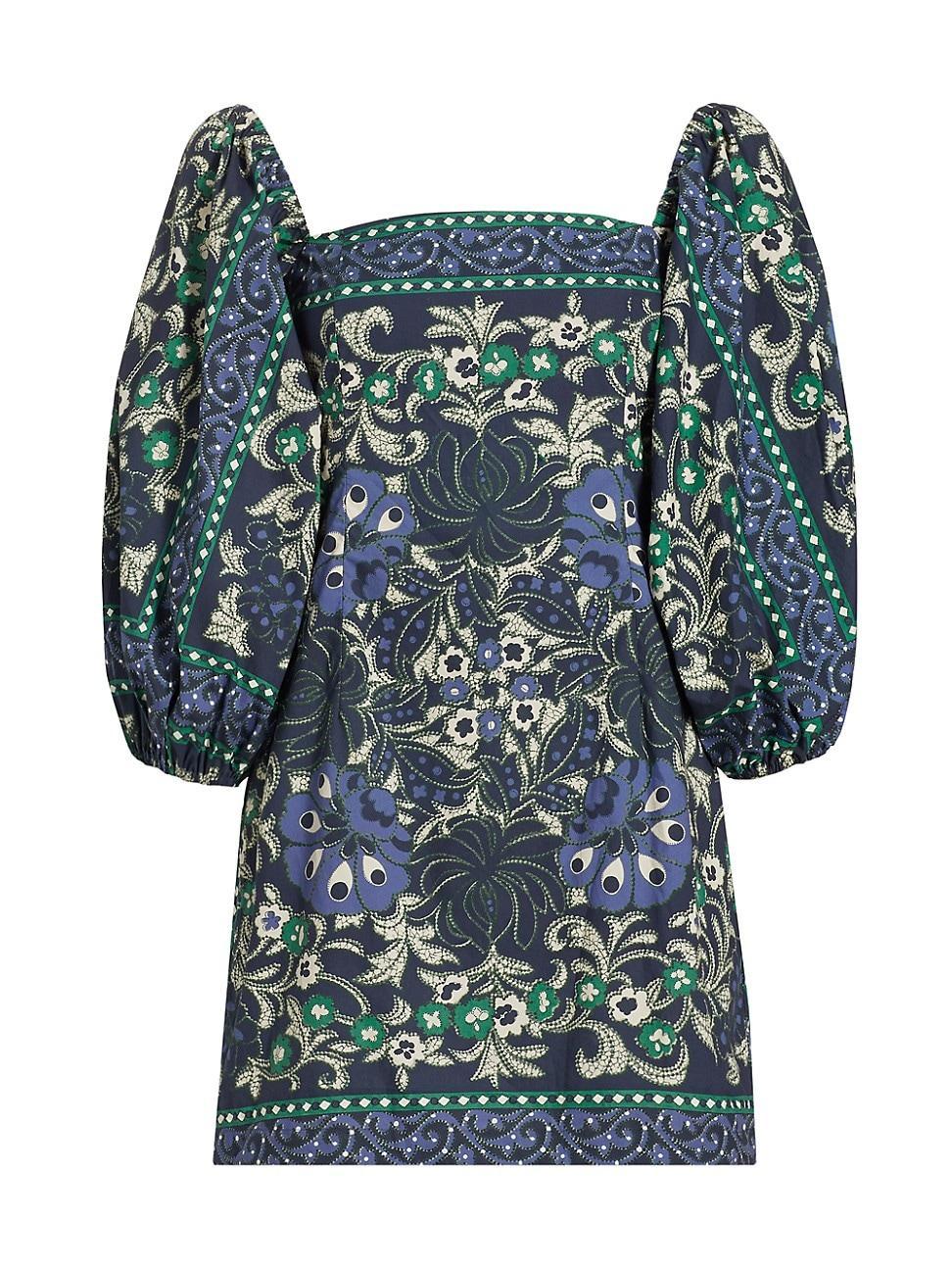 Womens Montauk Print Cotton Balloon-Sleeve Minidress Product Image