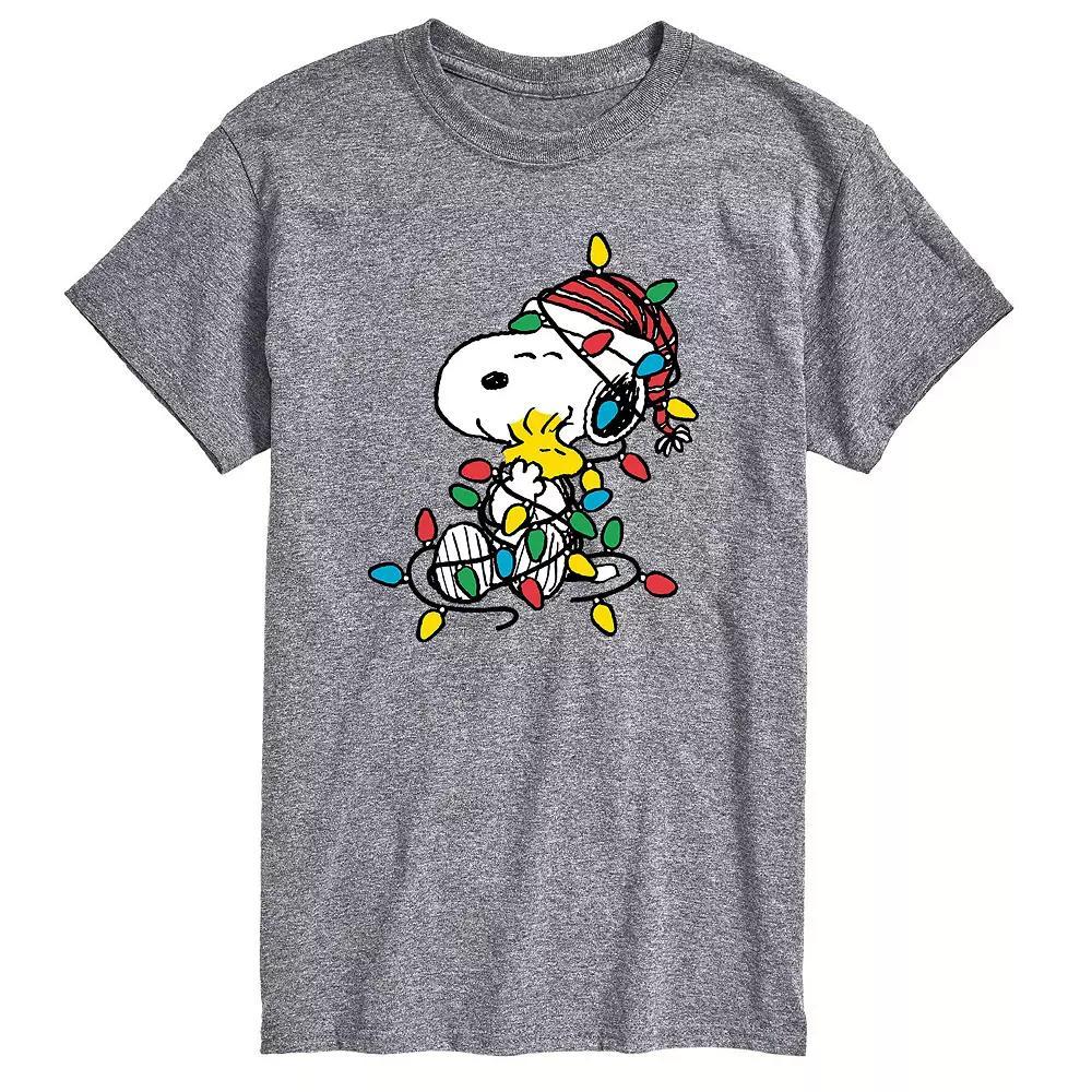 Men's Peanuts Christmas Lights Tee, Size: XXL, Gray Product Image