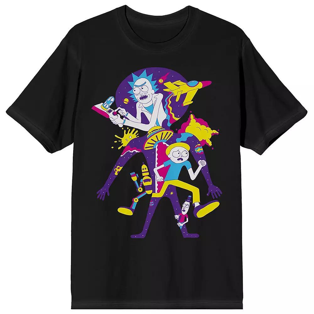 Men's Rick & Morty Retro Color Art Short Sleeve Graphic T-Shirt, Size: Small, Black Product Image