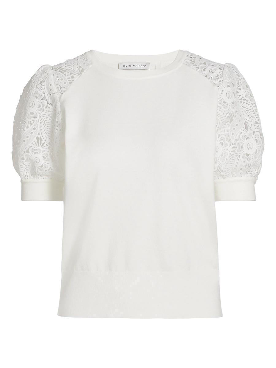 Womens Felicity Crochet-Sleeve Sweater Product Image