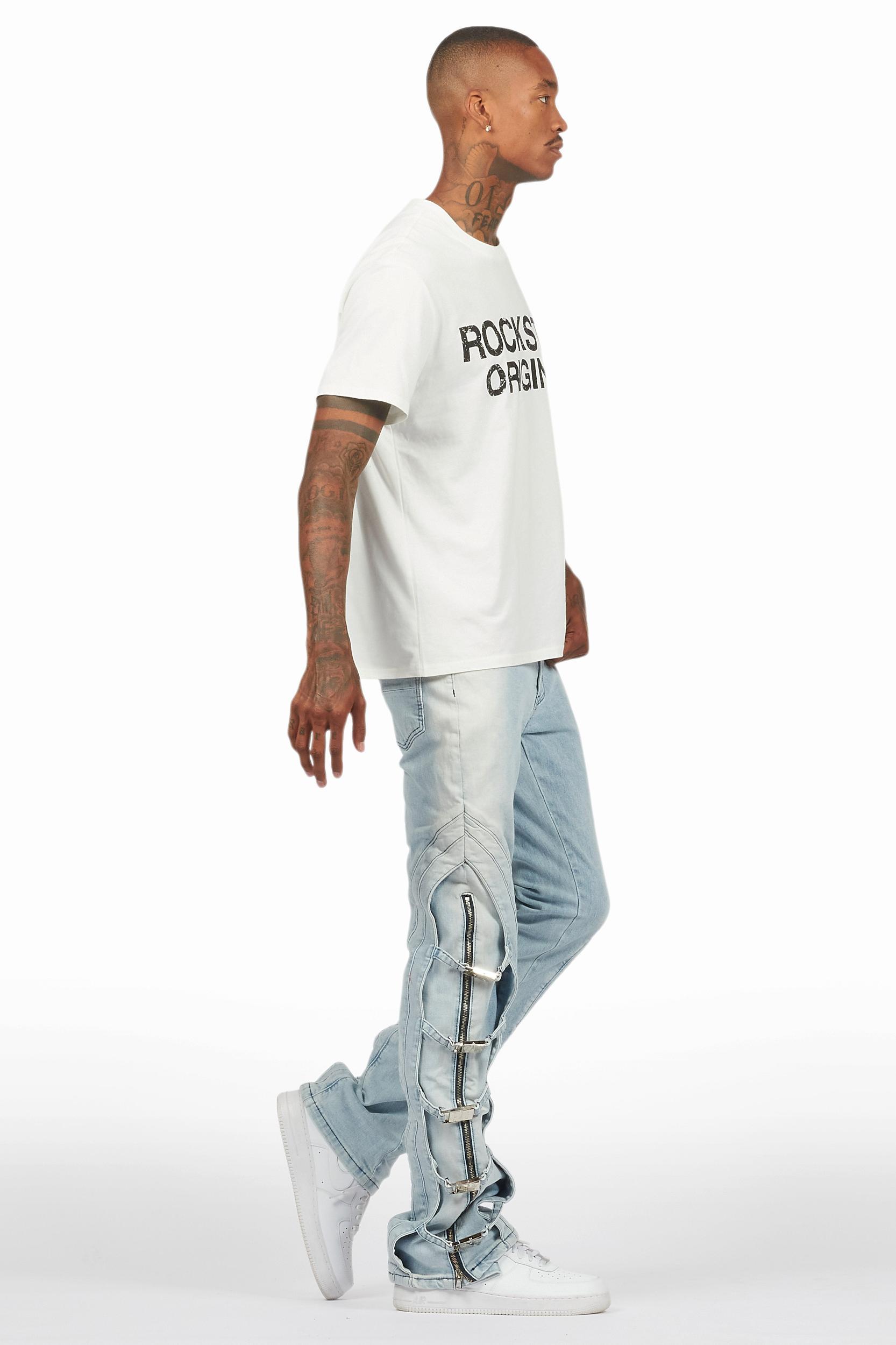 Attila Light Blue Stacked Flare Jean Male Product Image