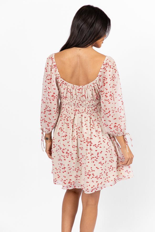 Unconditional Love Ivory Heart Print Mini Dress FINAL SALE Product Image