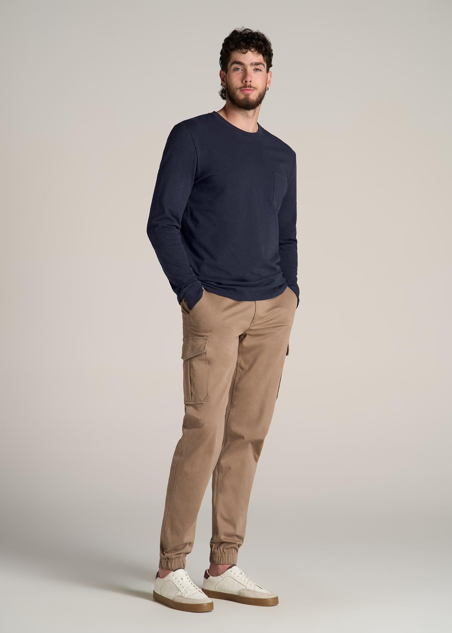 Garment Dyed Long Sleeve Pocket Tall Men's Tee in Evening Blue Product Image