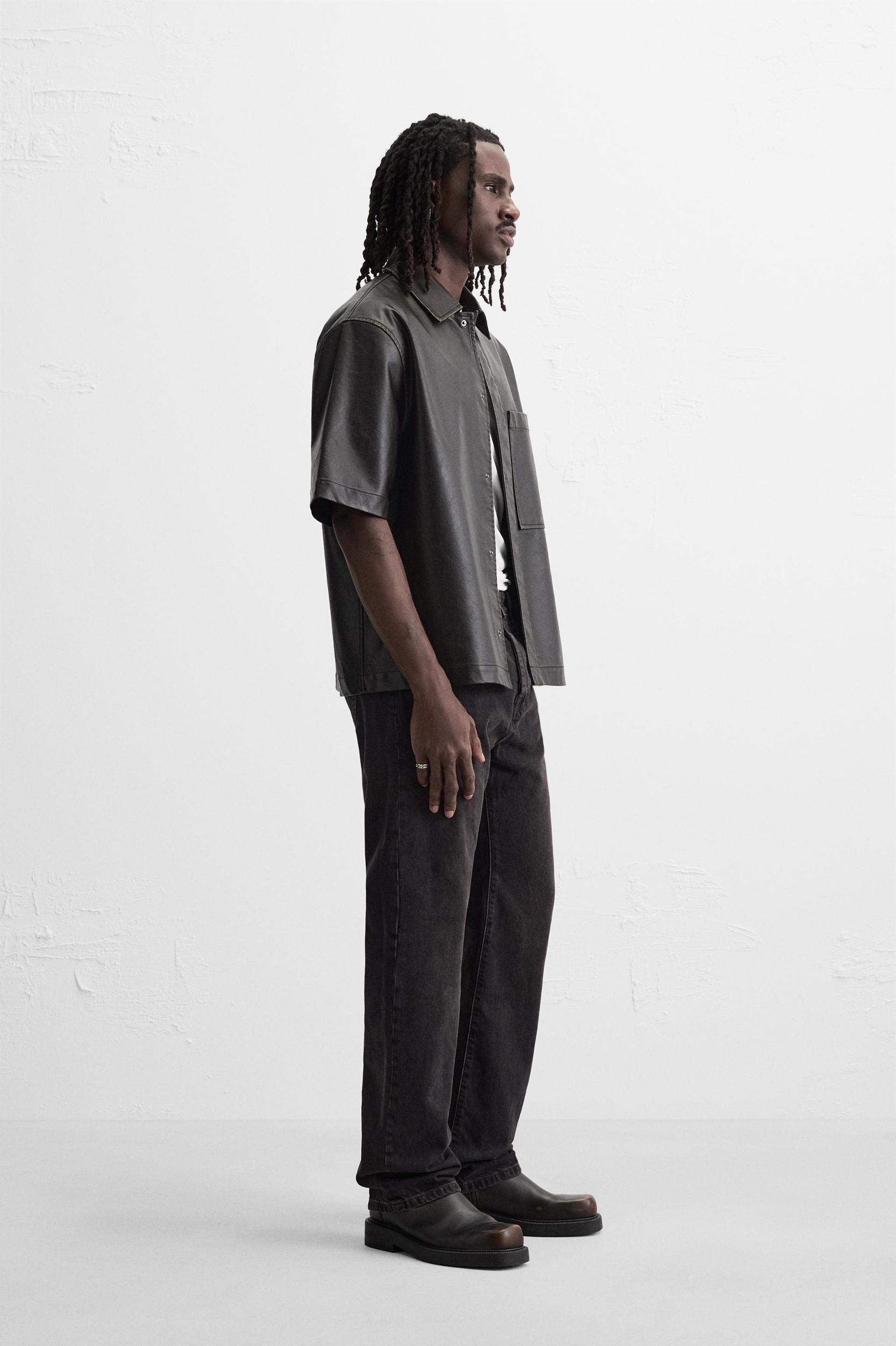 FAUX LEATHER OVERSHIRT Product Image