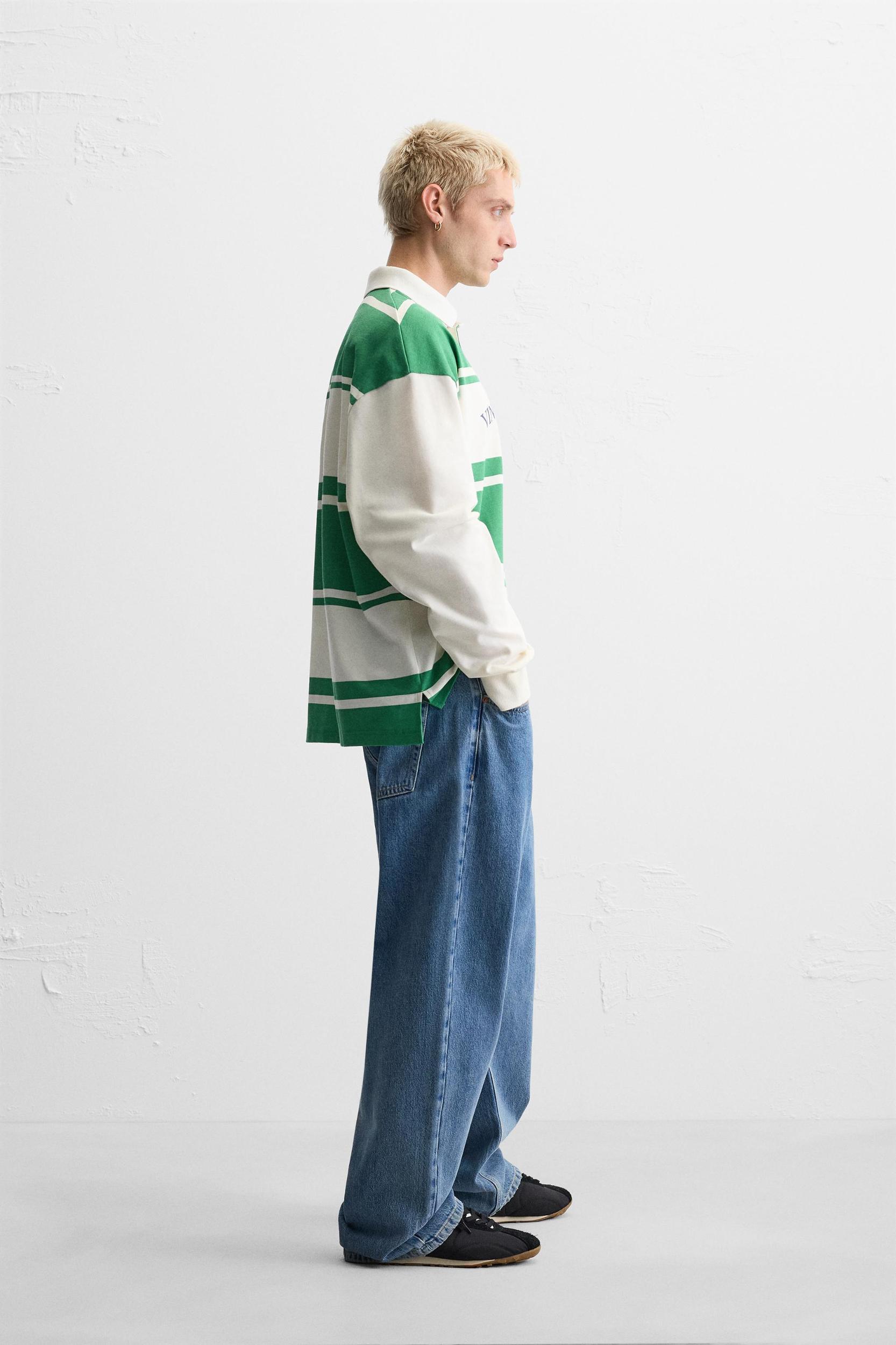 STRIPED TEXT POLO SHIRT Product Image