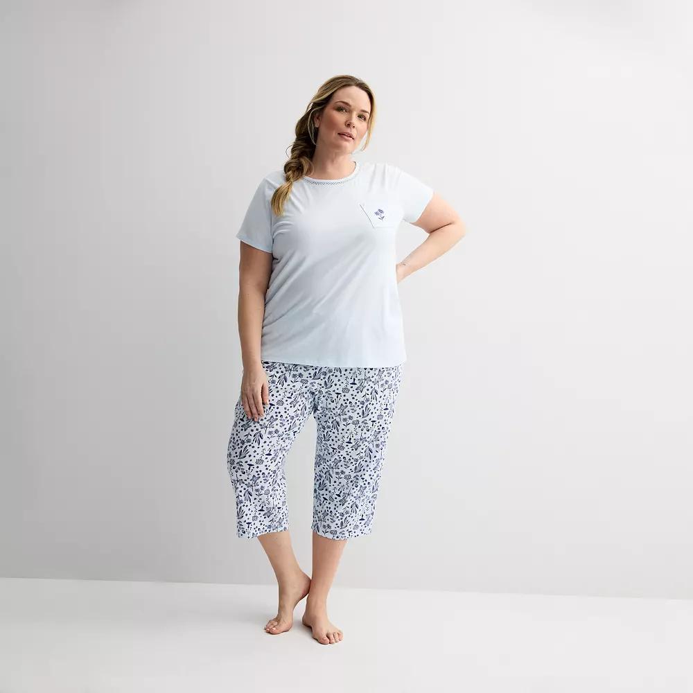 Plus Size Croft & Barrow® Mom's Day Pocket Sleep Set, Women's, Size: 4XL, Lovely Daisies Product Image