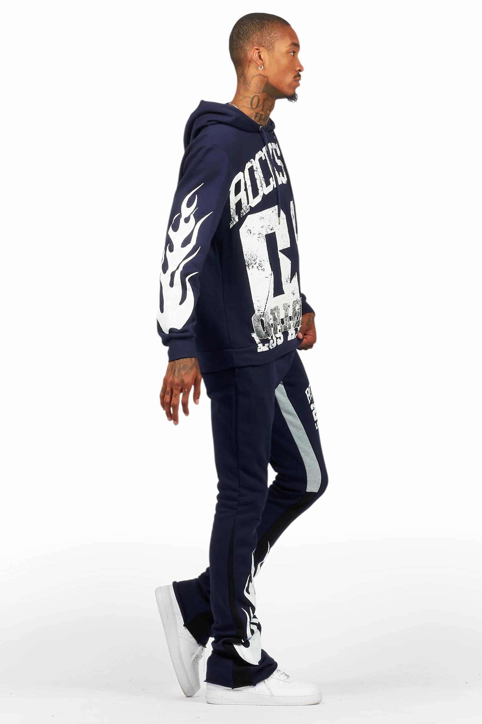 Damir Navy Hoodie/Stacked Flare Track Pant Set Male Product Image