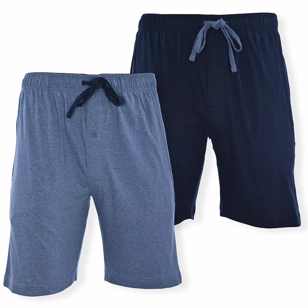 Big & Tall Hanes® 2-pack Knit Pajama Shorts, Men's, Size: 4XL, Navy Blue Plaid Product Image