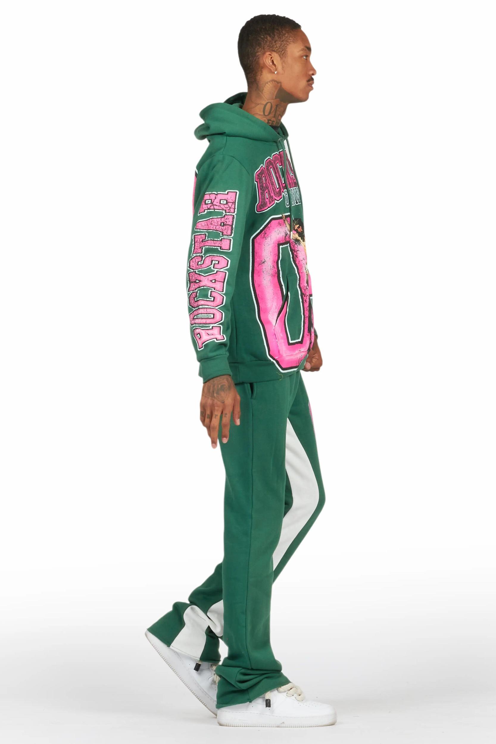 Fields Green Hoodie Baggy Track Pant Set Male Product Image
