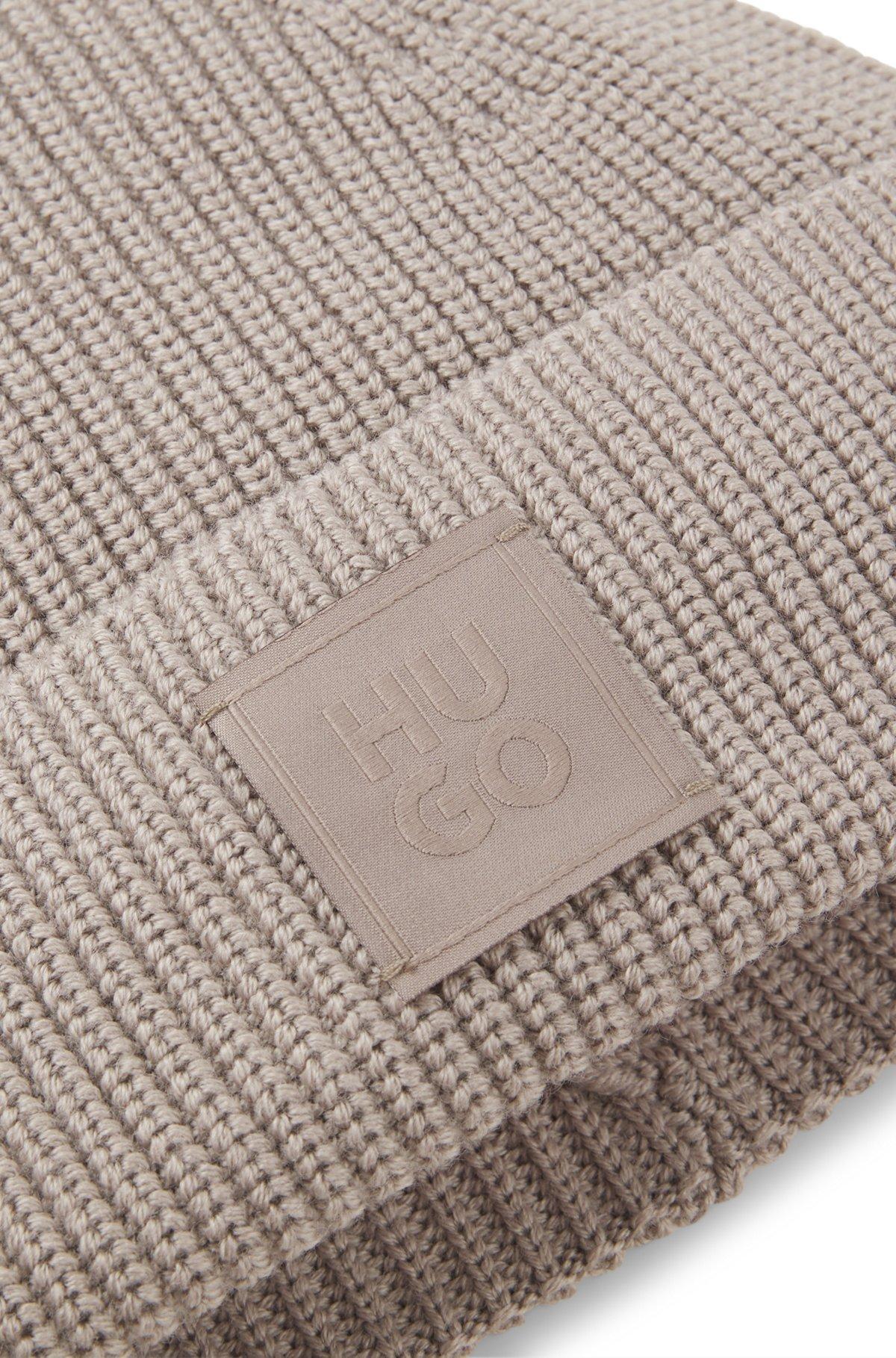 Wool-blend beanie hat with logo label Product Image