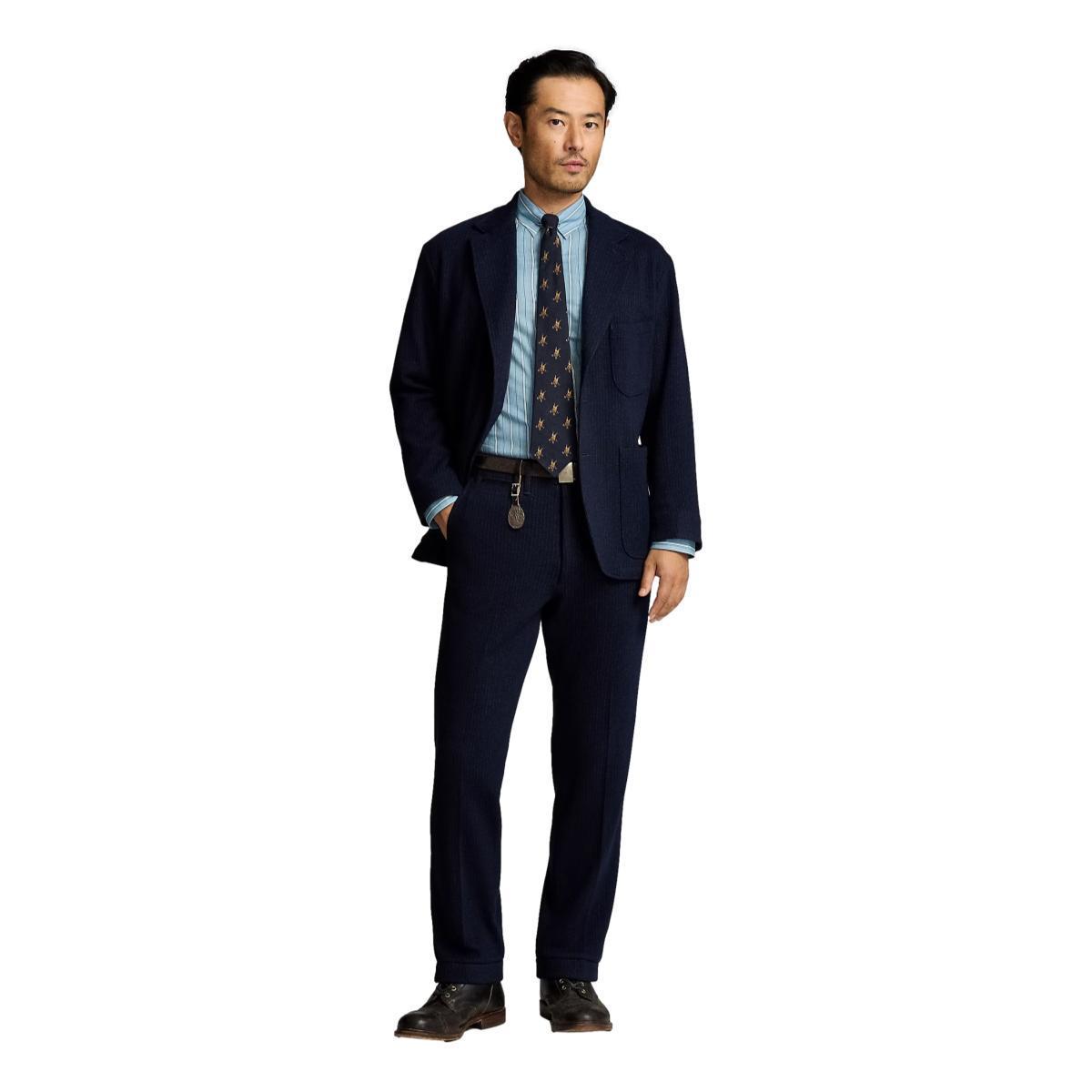Unconstructed Jacquard-Knit Sport Coat Navy Multi Product Image