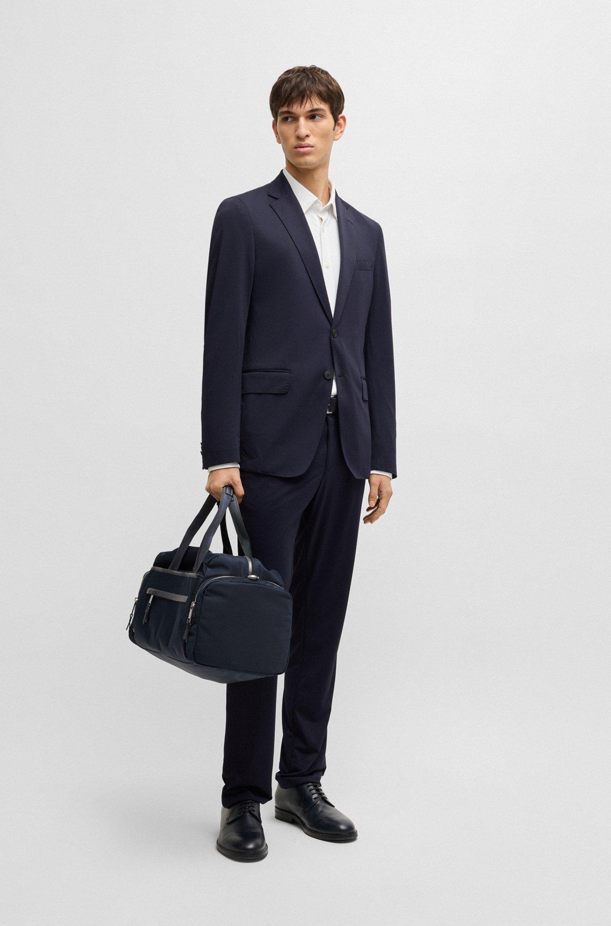 BOSS - Slim-fit shirt in structured performance-stretch jersey - White Product Image