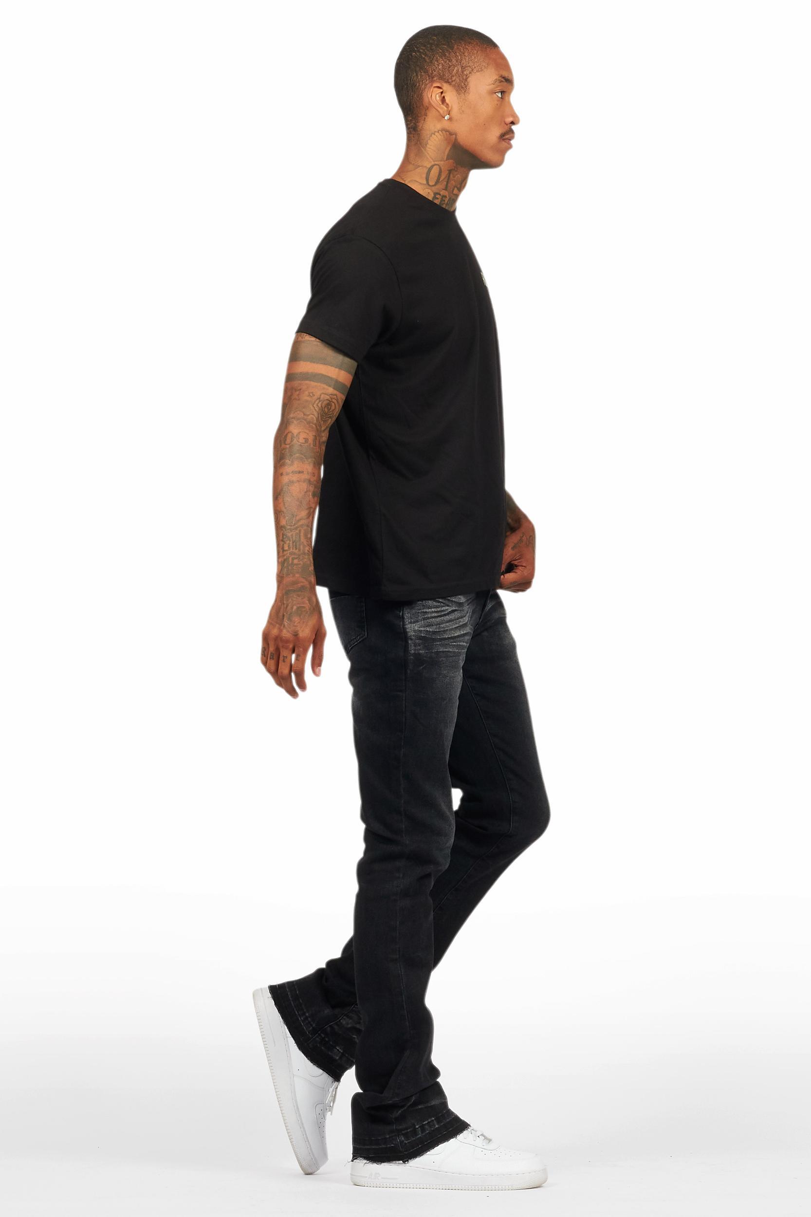 Lake Black/Beige T-Shirt/Dag Stacked Flare Jean Set Male Product Image