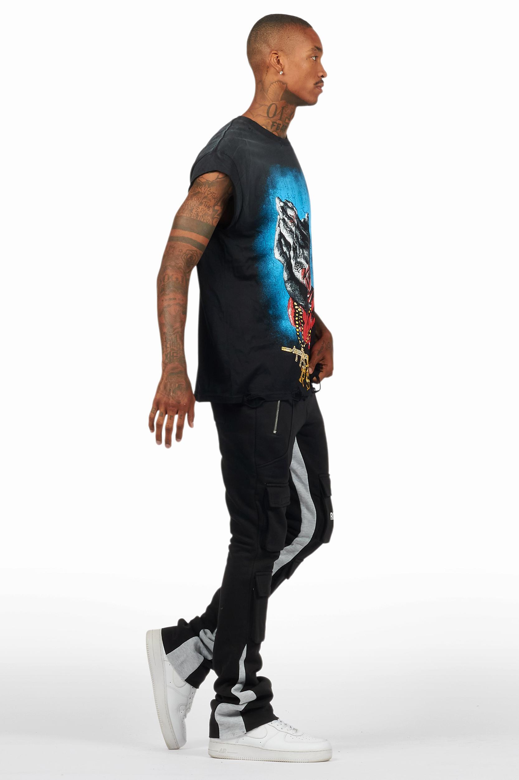 Gonave Black Graphic Muscle T-Shirt Male Product Image
