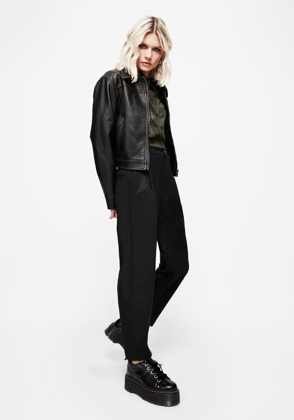 Marsilea Fern Embroidered Tapered Tailored Trousers Product Image