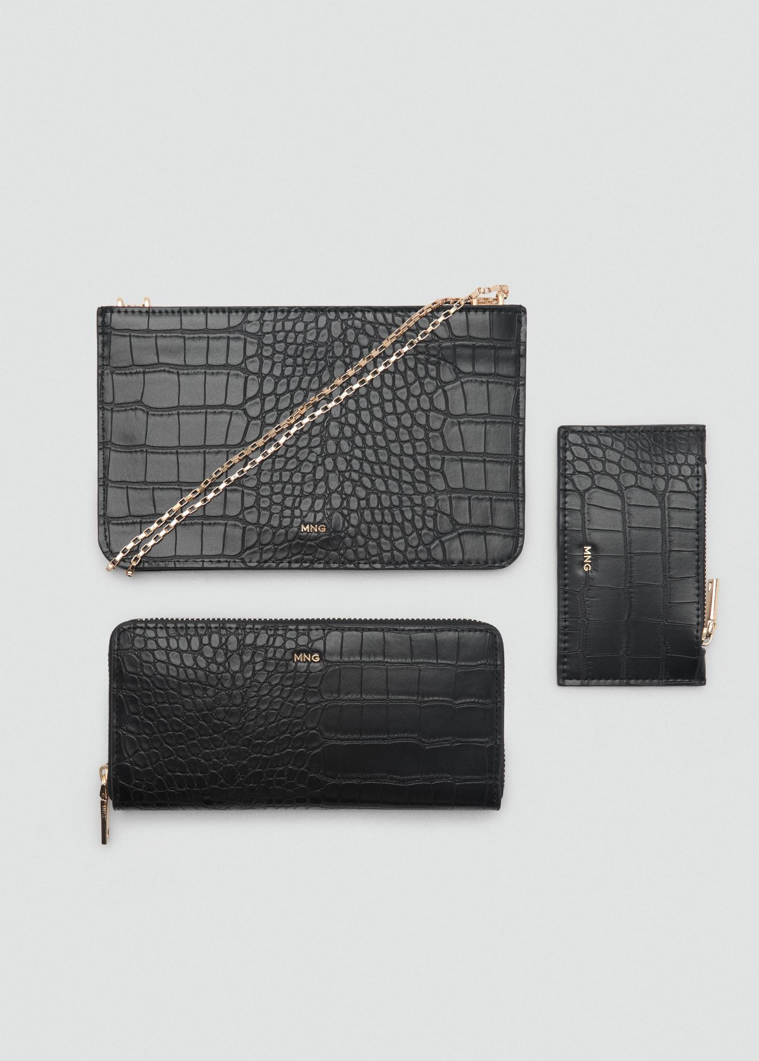 Croc-effect wallet - Women | MANGO USA Product Image