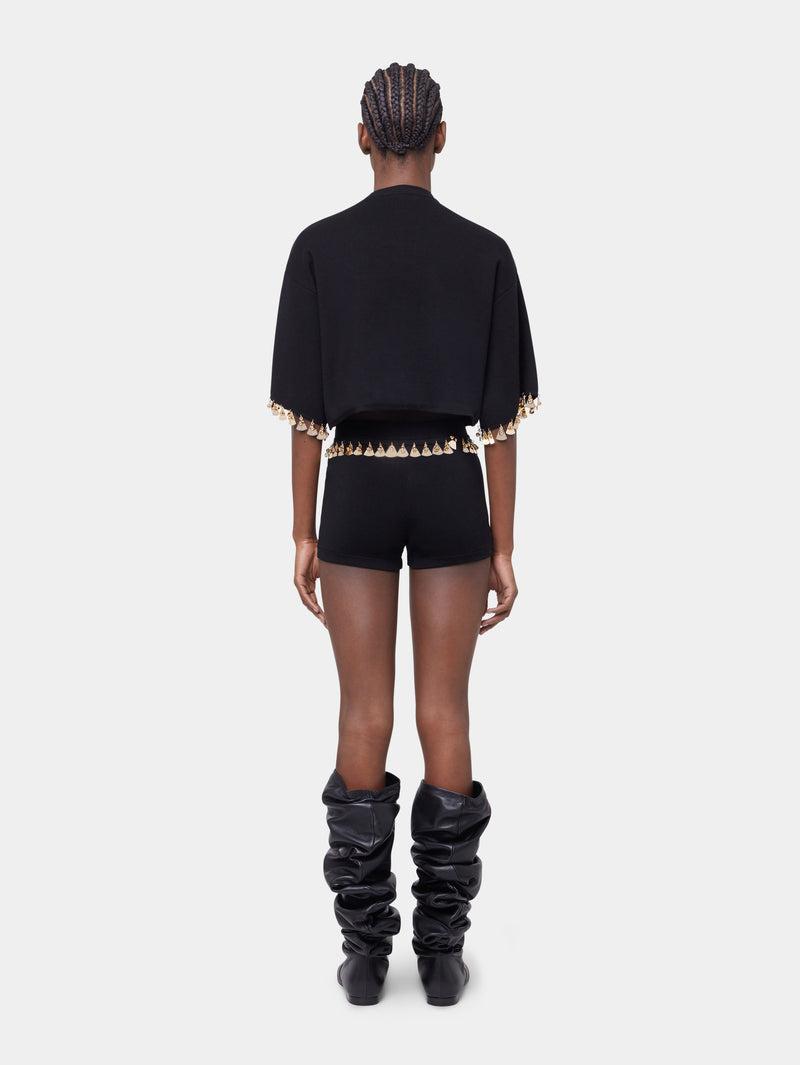 BLACK MINI SHORTS IN COTTON AND SILK KNIT Product Image