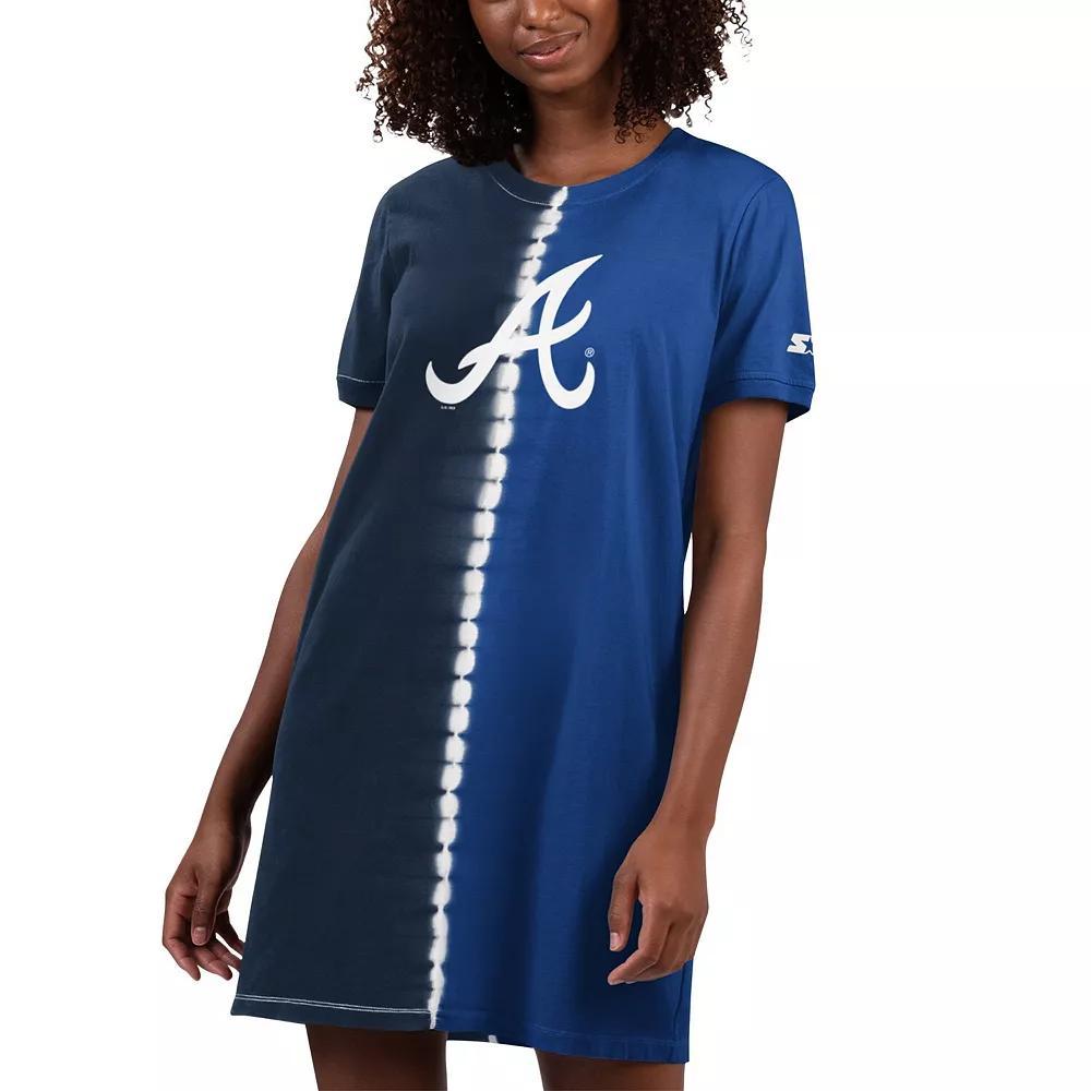 Women's Starter Navy/Royal Atlanta Braves Ace Tie-Dye Sneaker Dress, Size: Large, Blue Product Image