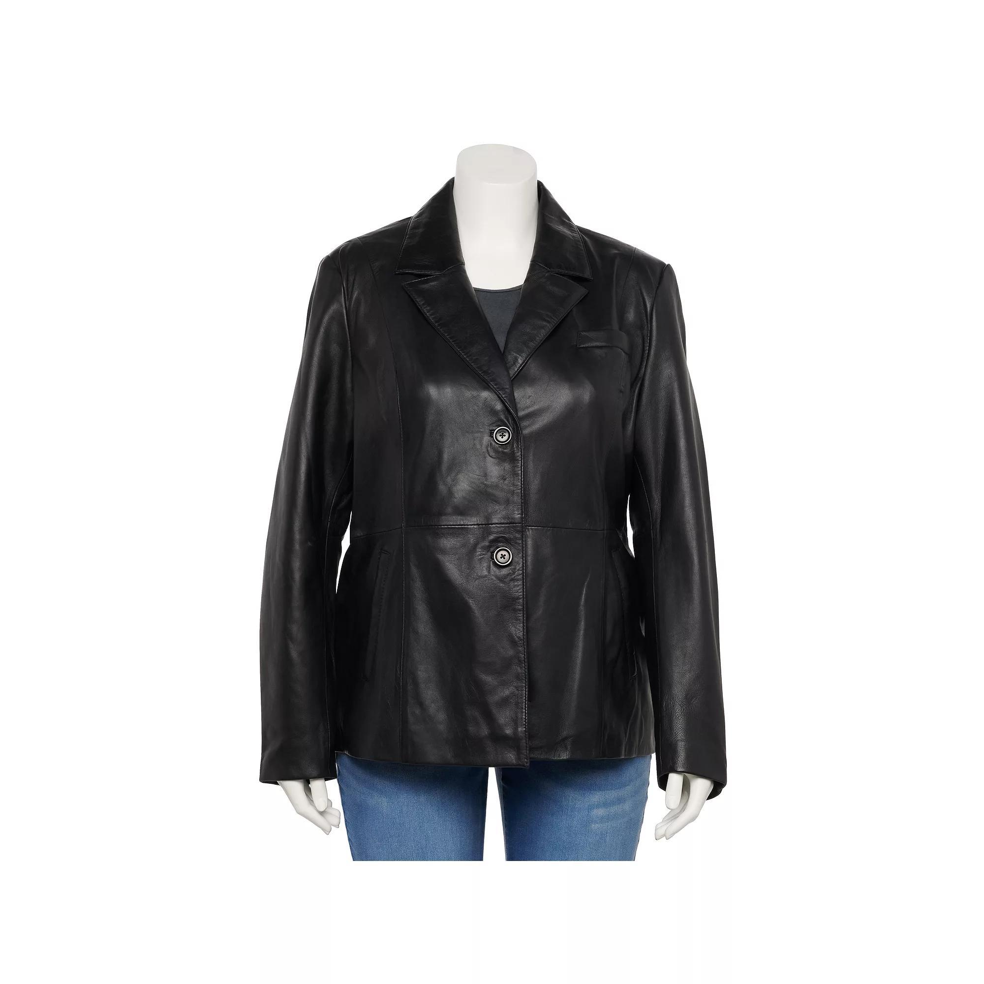 Plus Size Whet Blu Dahlia Leather Blazer, Women's, Size: 4XL, Black Product Image