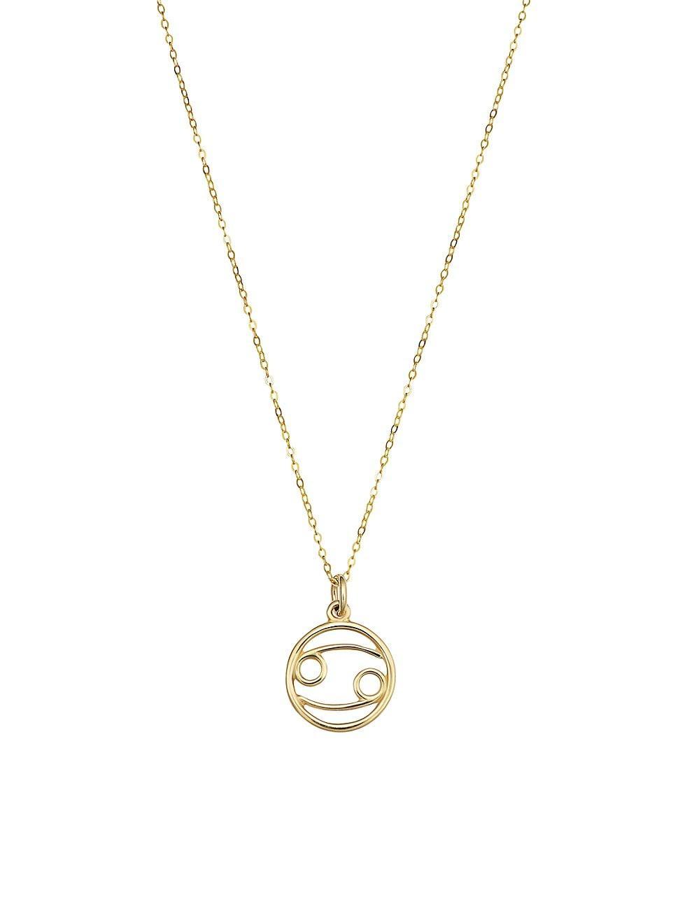Womens 14K Yellow Solid Gold Zodiac Pendant Necklace Product Image