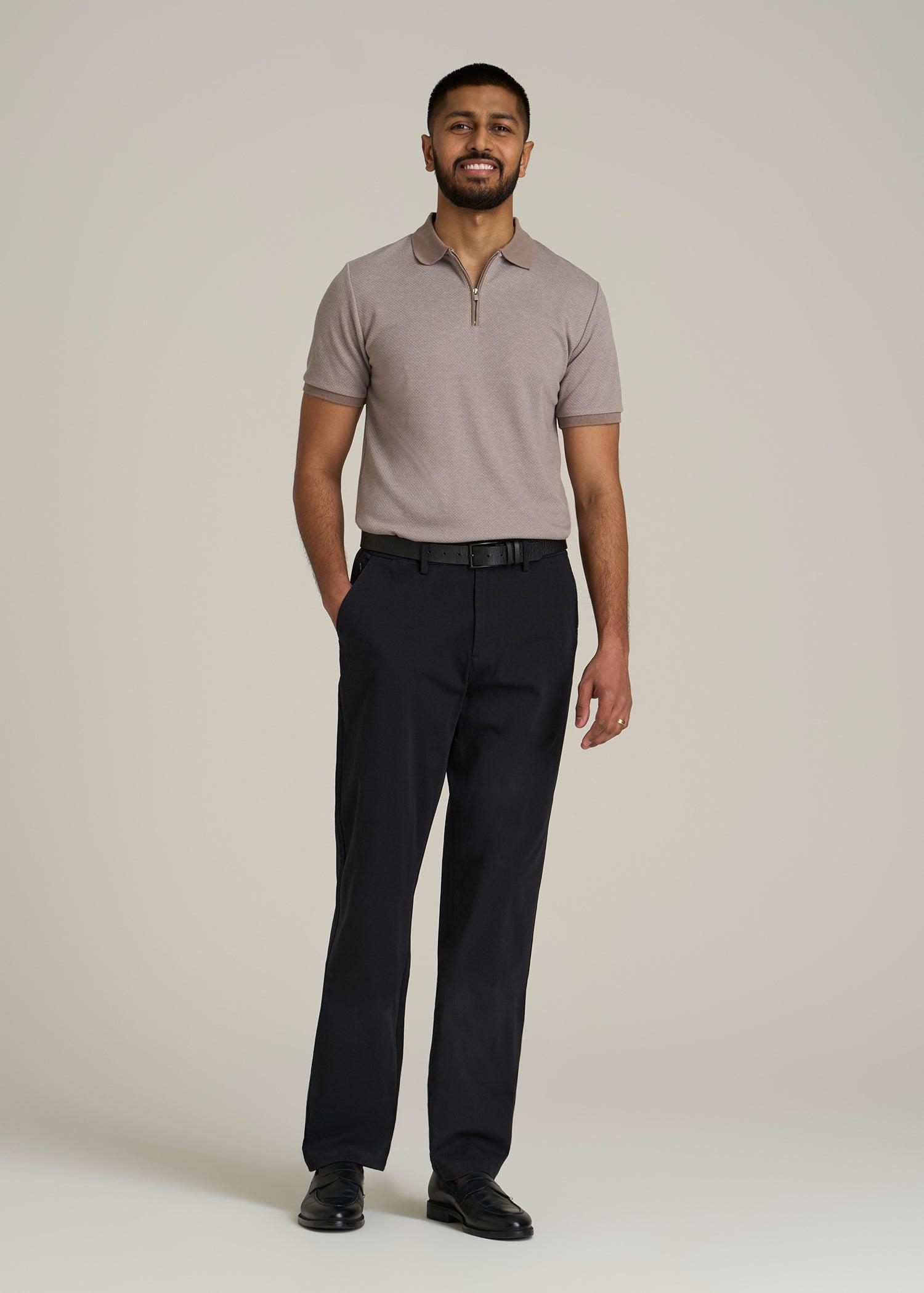 4 Way Stretch Commuter RELAXED Chino Pants for Tall Men in Black Product Image